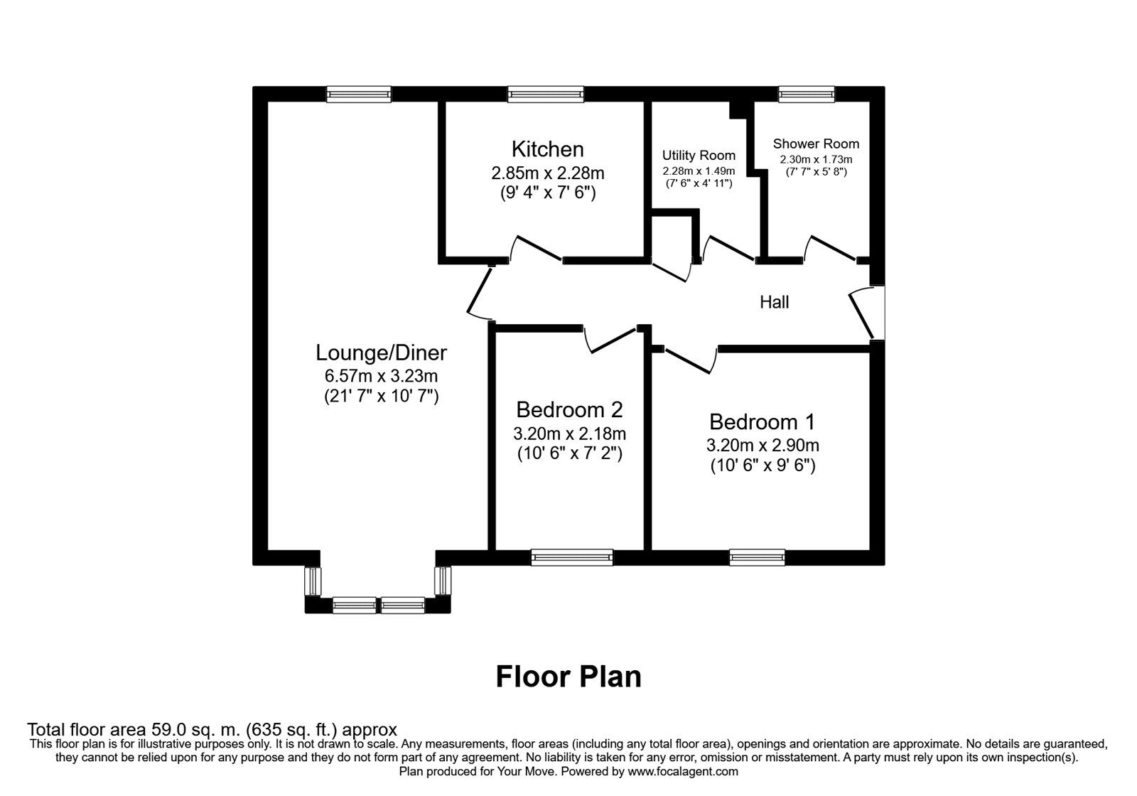 Floorplan of 2 bedroom  Flat to rent, Kimbolton Crescent, Stevenage, Hertfordshire, SG2