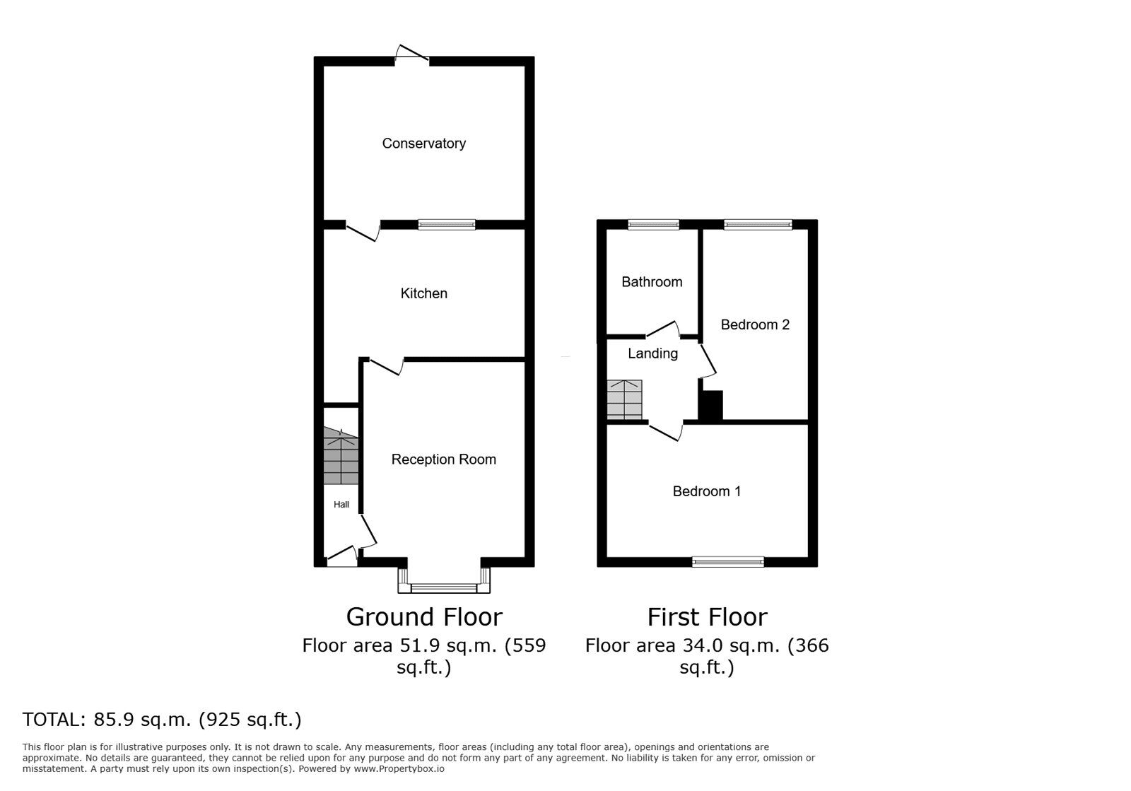 Floorplan of 2 bedroom Mid Terrace House to rent, Balmore Wood, Luton, Bedfordshire, LU3