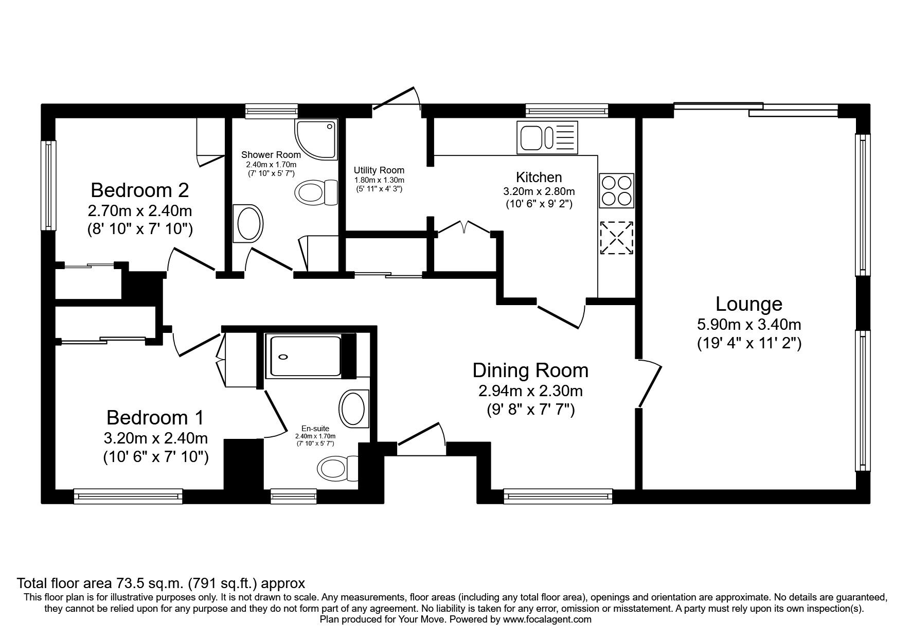 Floorplan of 2 bedroom Detached Property for sale, Kingsmead Park, Allhallows, Kent, ME3