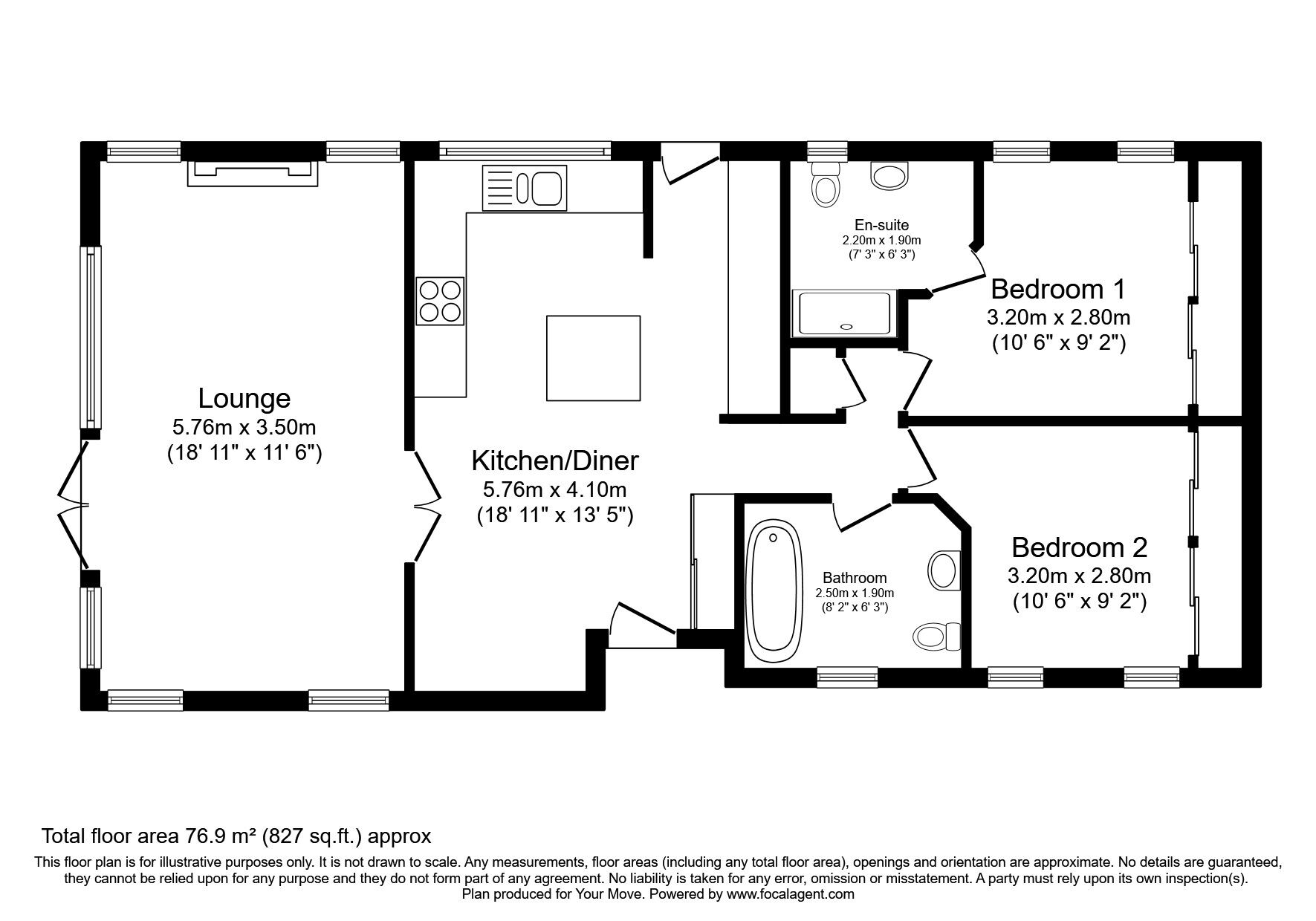 Floorplan of 2 bedroom  Property for sale, Peninsula Crescent, Hoo, Kent, ME3