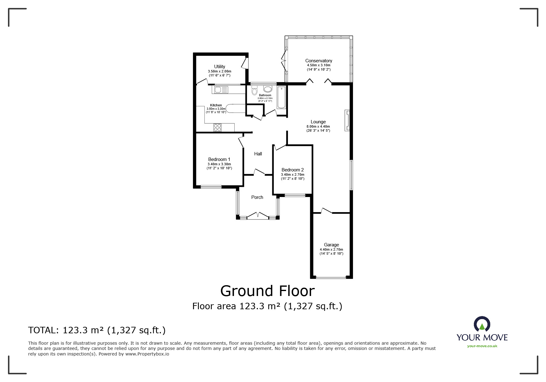 Floorplan of 2 bedroom Detached Bungalow for sale, Cooling Road, High Halstow, Kent, ME3