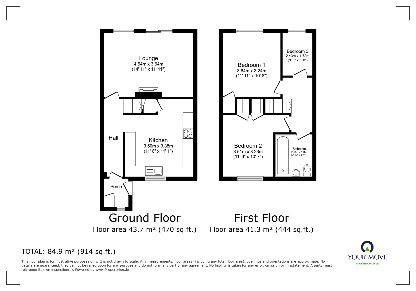 Floorplan of 3 bedroom Mid Terrace House for sale, Chapman Avenue, Maidstone, Kent, ME15