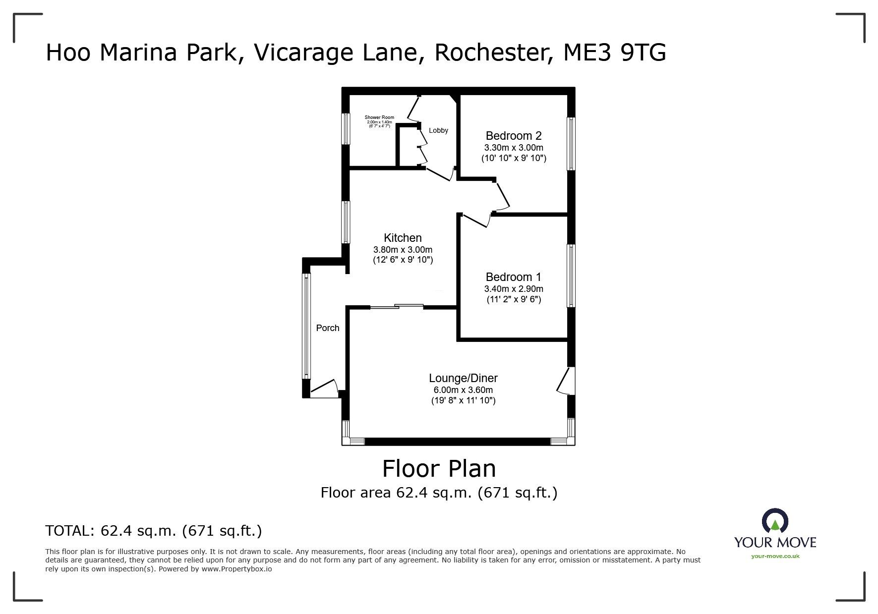 Floorplan of 2 bedroom Detached Property for sale, Hoo Marina Park, Vicarage Lane, Rochester, ME3