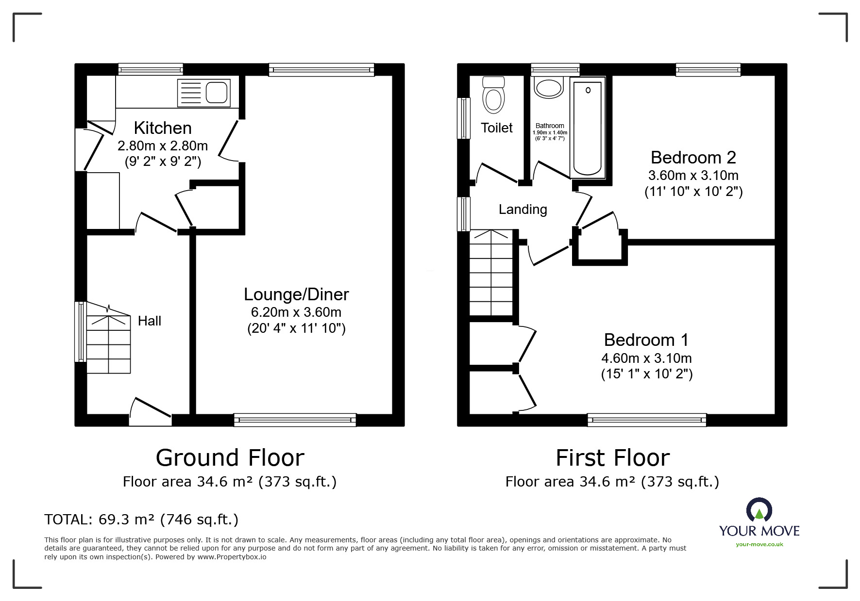 Floorplan of 2 bedroom Semi Detached House for sale, Knights Road, Hoo, Kent, ME3