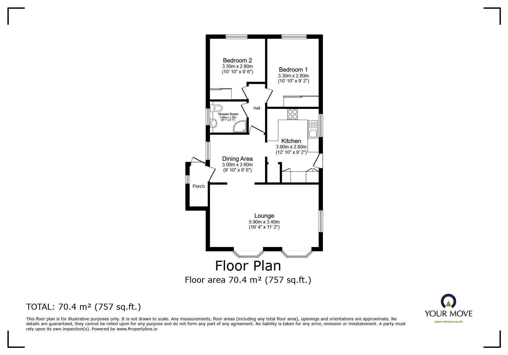 Floorplan of 2 bedroom Detached Property for sale, Meadow View, Kingsmead Park, Rochester, ME3