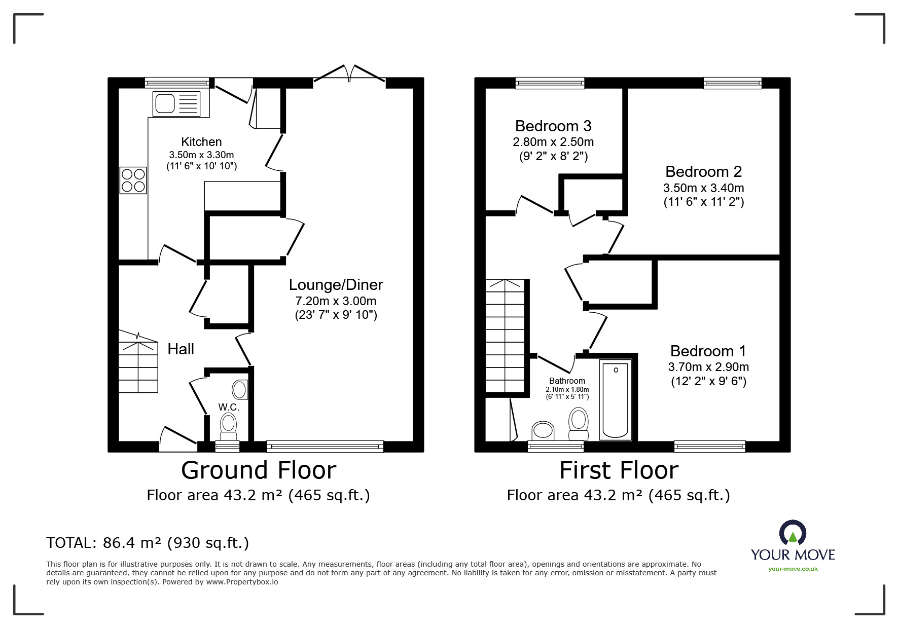 Floorplan of 3 bedroom Mid Terrace House for sale, Thatchers Lane, Cliffe, Kent, ME3