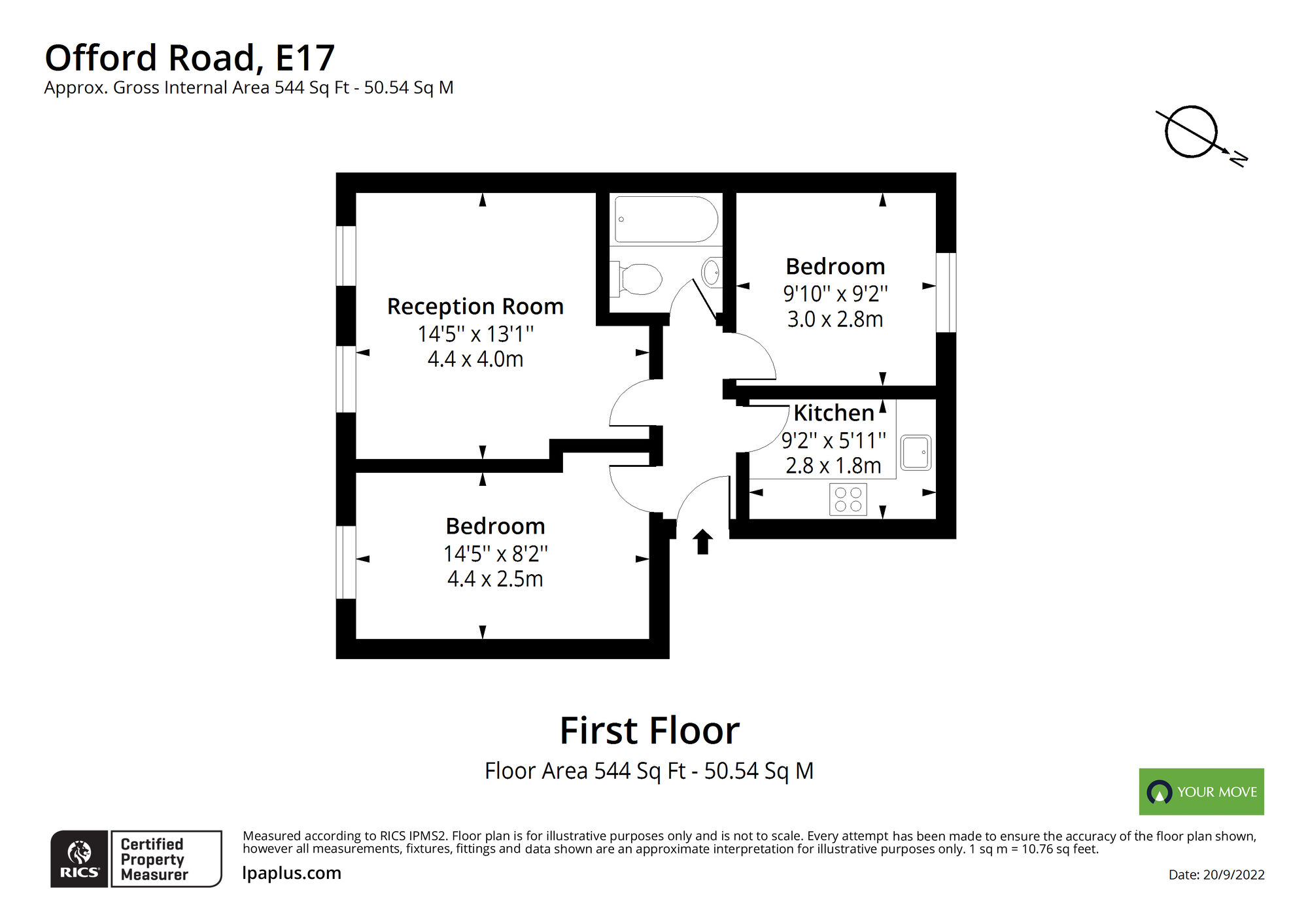 Floorplan of 2 bedroom  Flat to rent, Orford Road, Walthamstow, London, E17