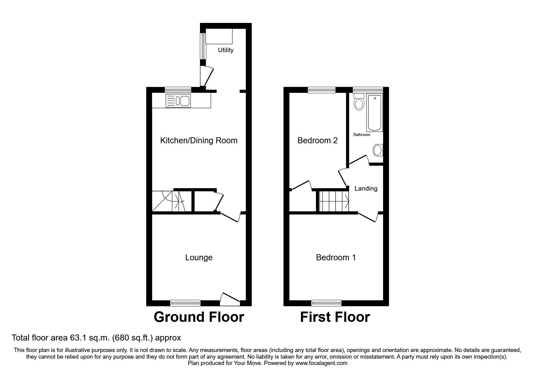 Floorplan of 2 bedroom Mid Terrace House for sale, Wesley Street, Ilkeston, DE7