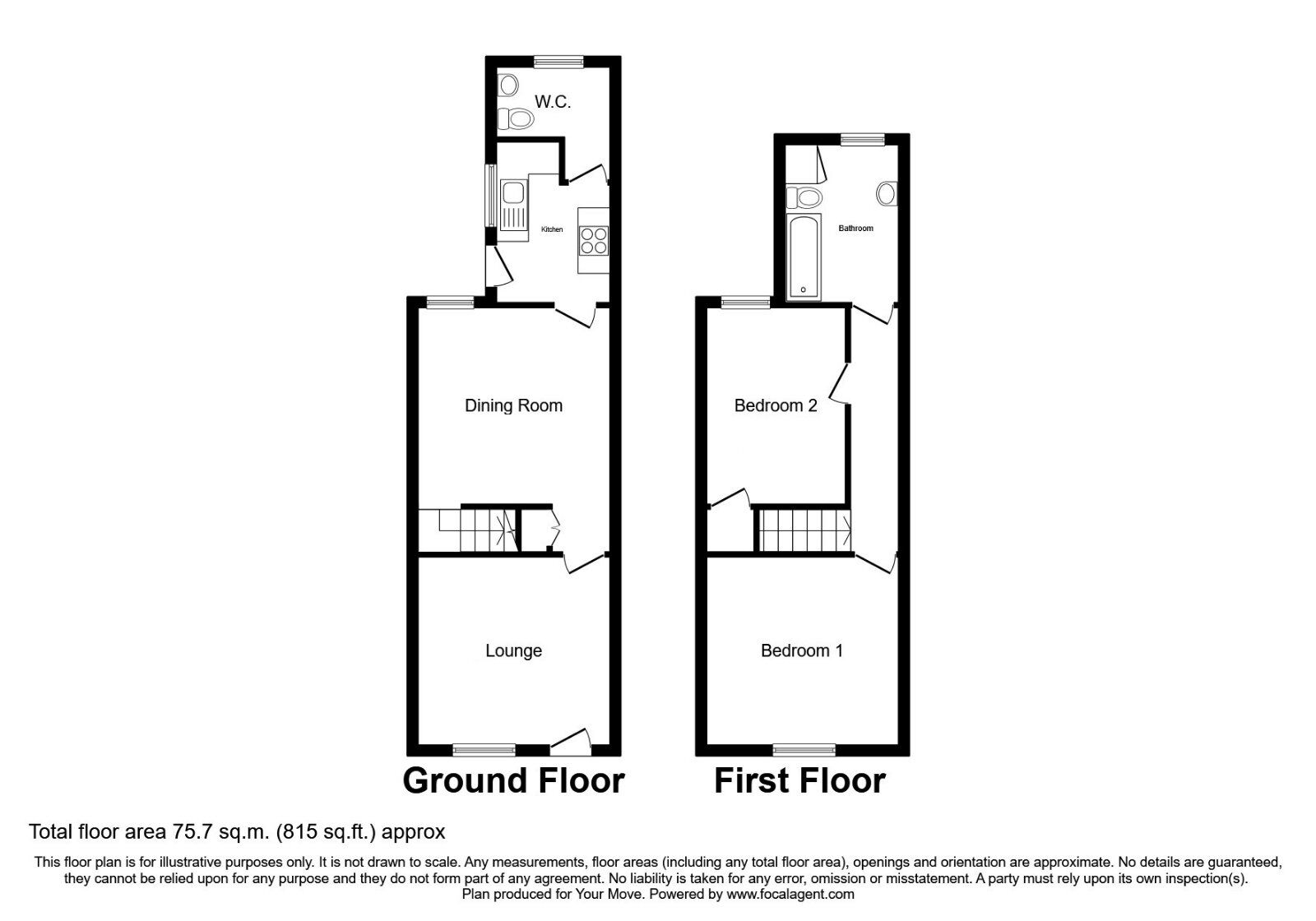 Floorplan of 2 bedroom Mid Terrace House for sale, Mill Street, Ilkeston, Derbyshire, DE7