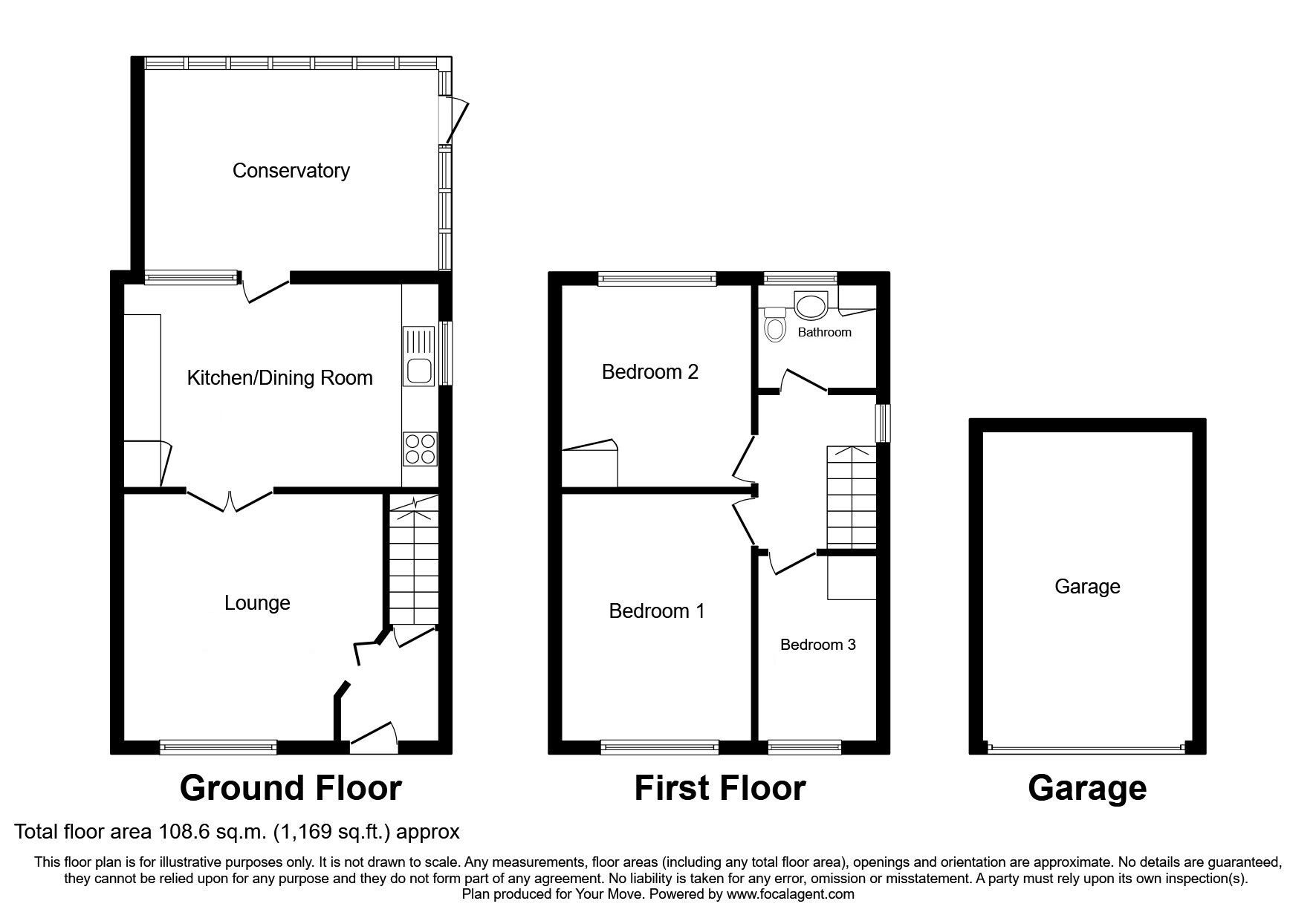 Floorplan of 3 bedroom Semi Detached House for sale, Ladywood Road, Ilkeston, Derbyshire, DE7