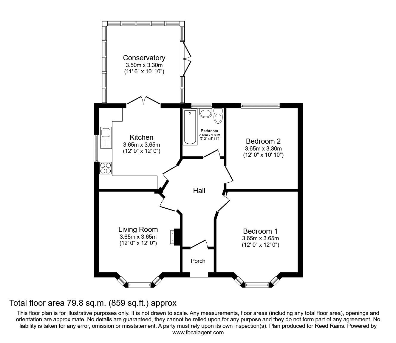 Floorplan of 2 bedroom Detached Bungalow for sale, West Avenue, Ripley, Derbyshire, DE5