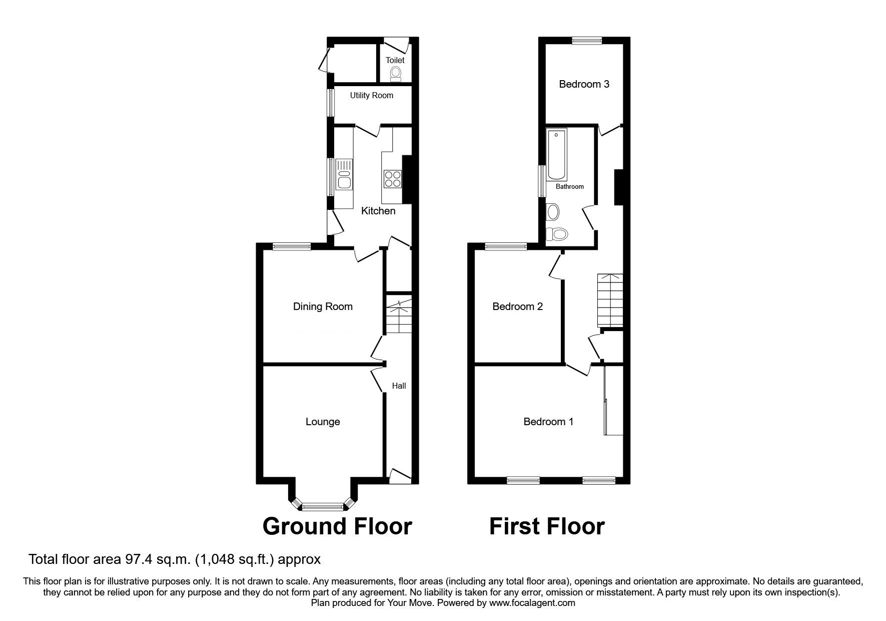 Floorplan of 3 bedroom Semi Detached House to rent, Lord Haddon Road, Ilkeston, Derbyshire, DE7