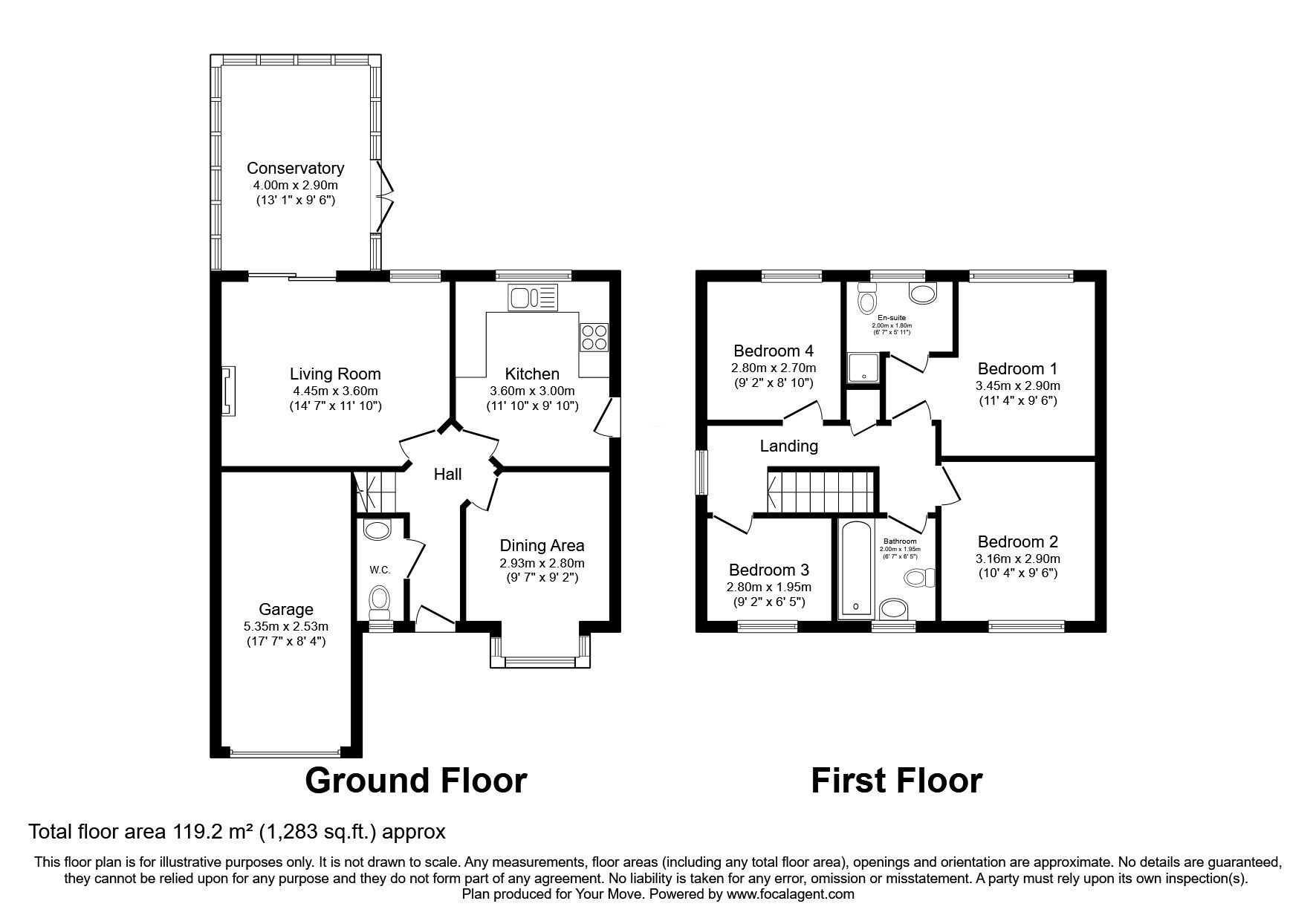 Floorplan of 4 bedroom Detached House for sale, Stoppard Close, Ilkeston, Derbyshire, DE7