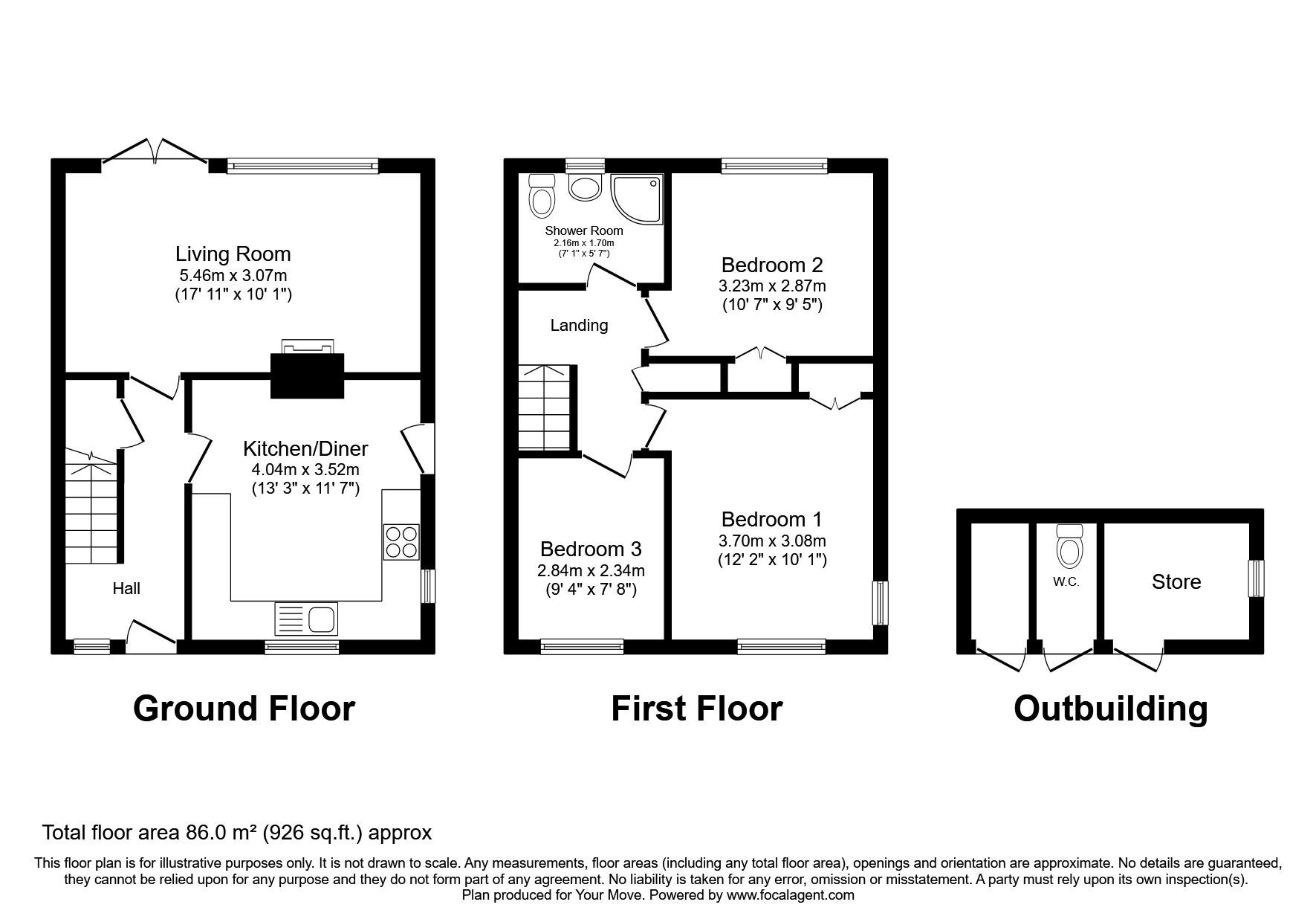 Floorplan of 3 bedroom Semi Detached House for sale, Dovedale Circle, Ilkeston, Derbyshire, DE7