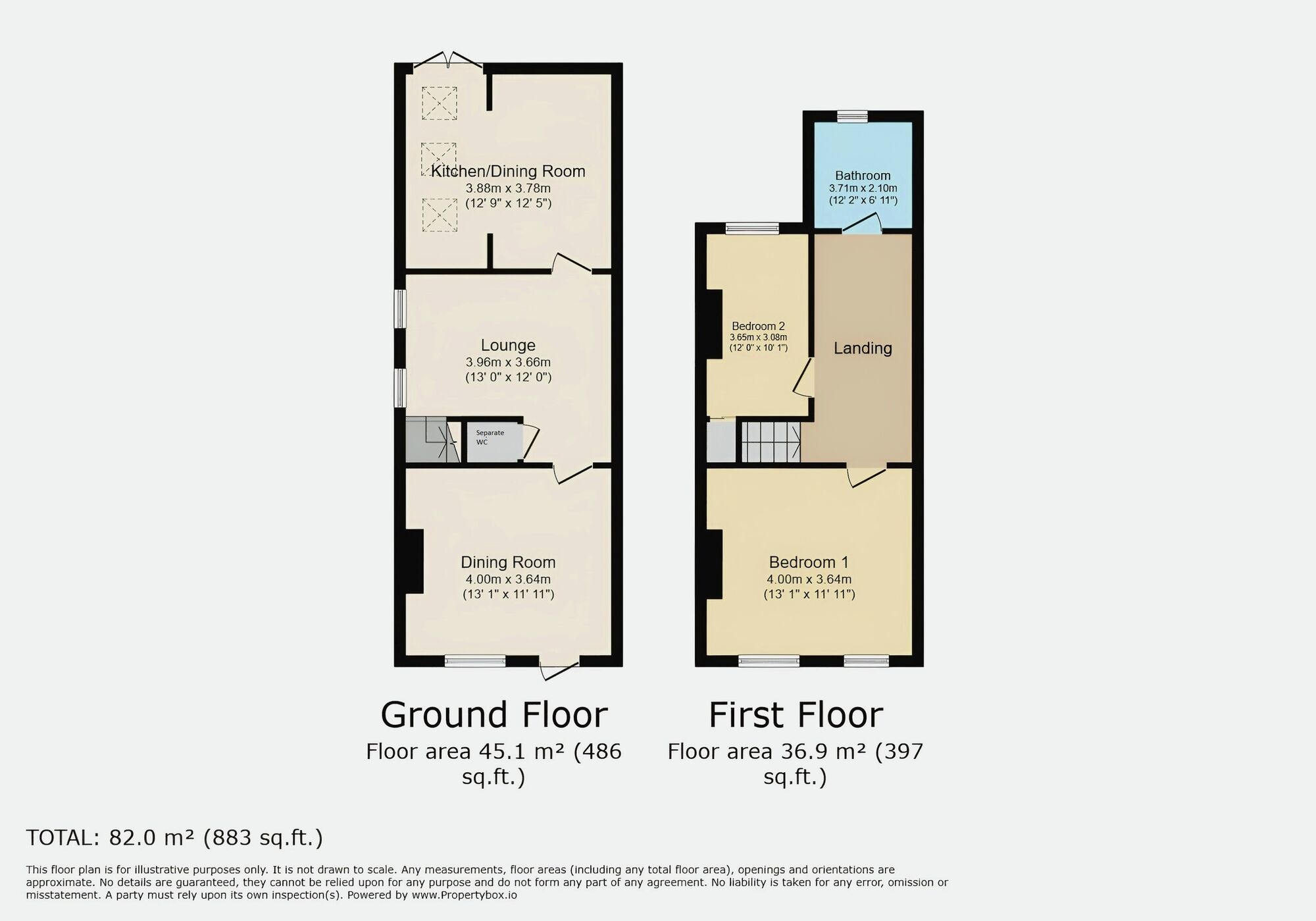 Floorplan of 2 bedroom Semi Detached House for sale, Belper Road, Stanley Common, Derbyshire, DE7