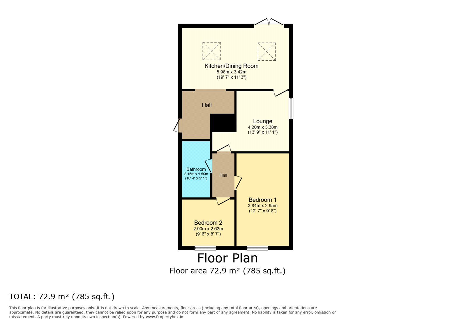 Floorplan of 2 bedroom Detached Bungalow for sale, Church View, Derbyshire, DE7