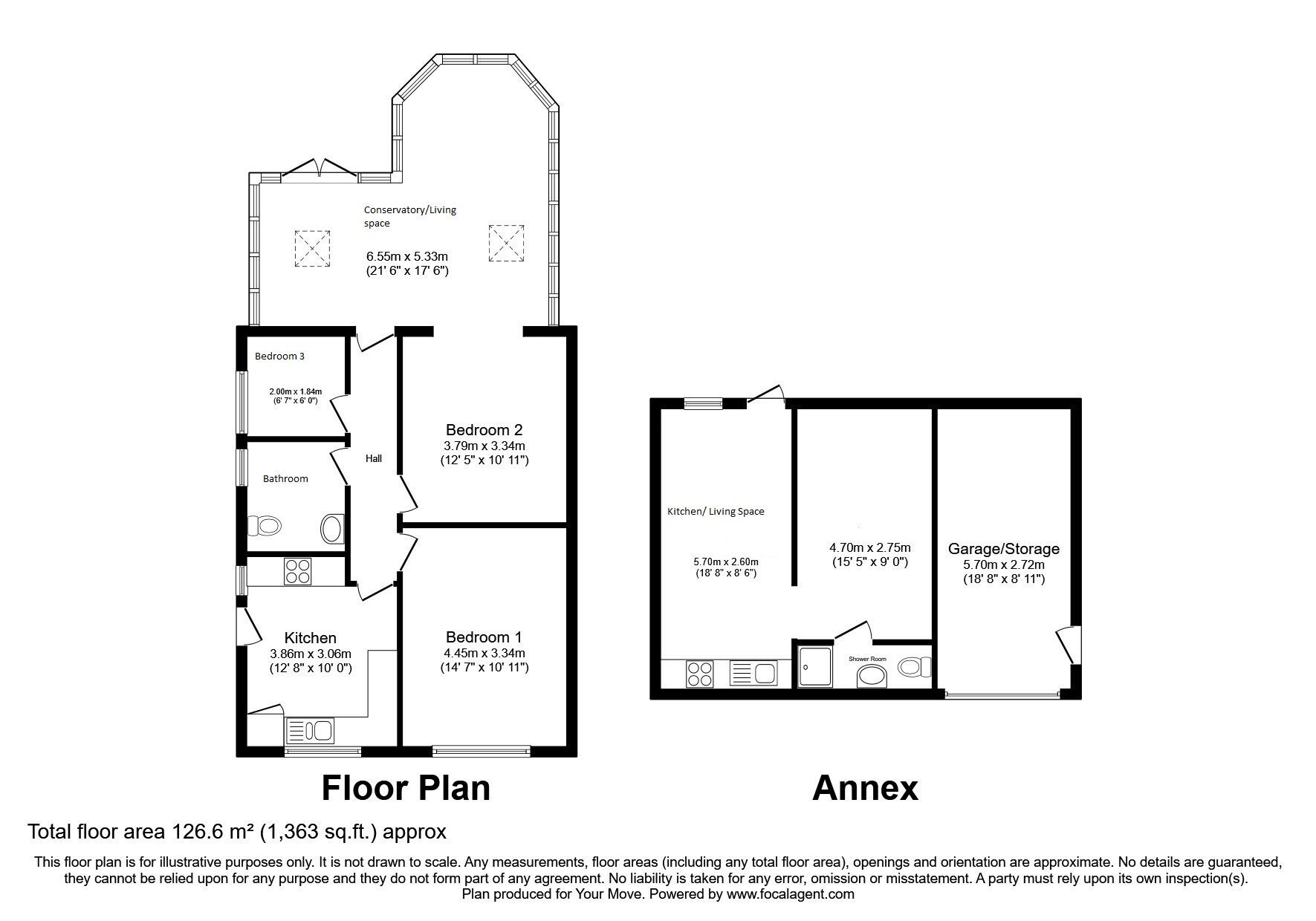 Floorplan of 3 bedroom Detached Bungalow for sale, Dorothy Avenue, Newthorpe, Nottinghamshire, NG16