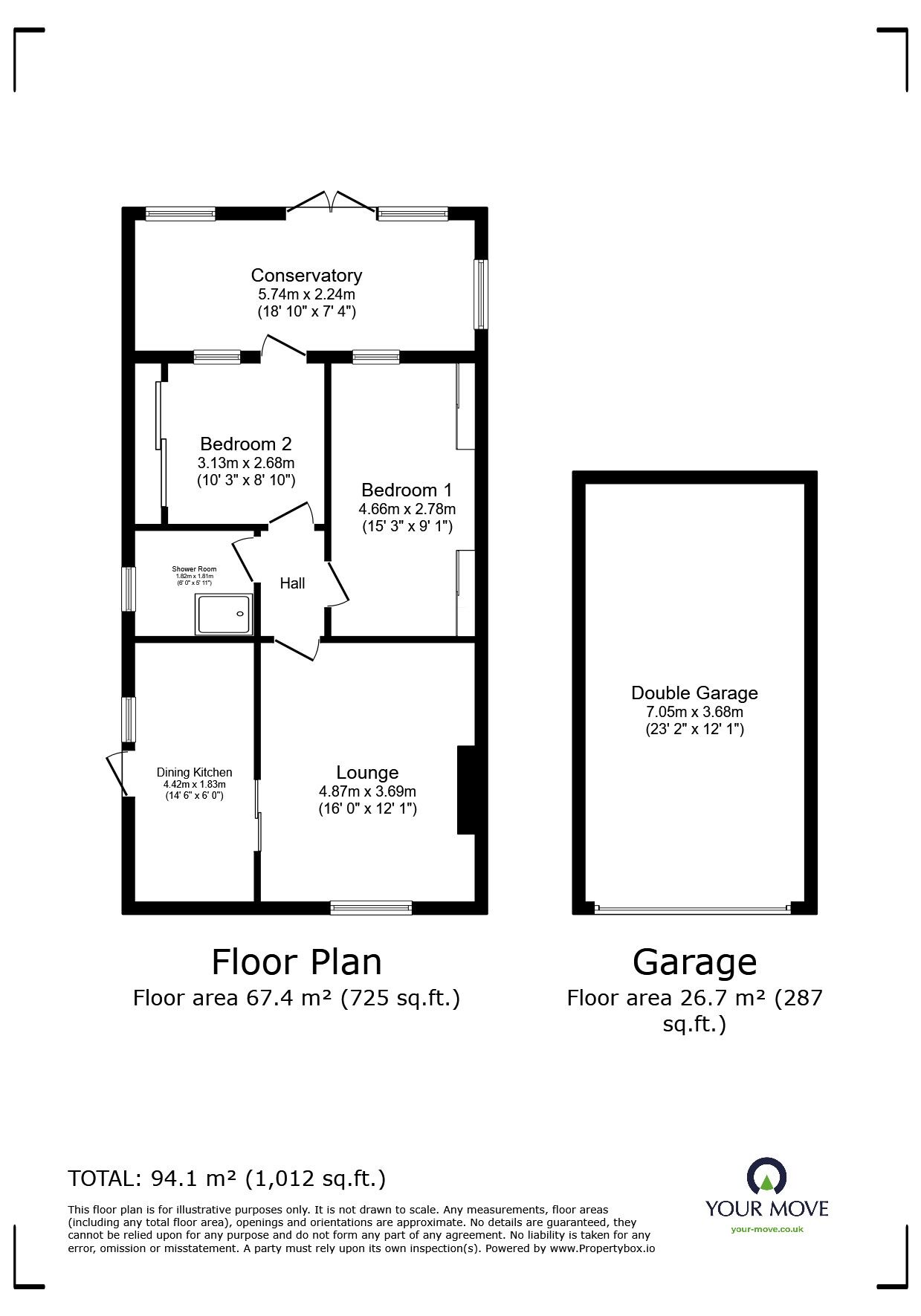 Floorplan of 2 bedroom Semi Detached Bungalow for sale, Braefield Close, Ilkeston, Derbyshire, DE7