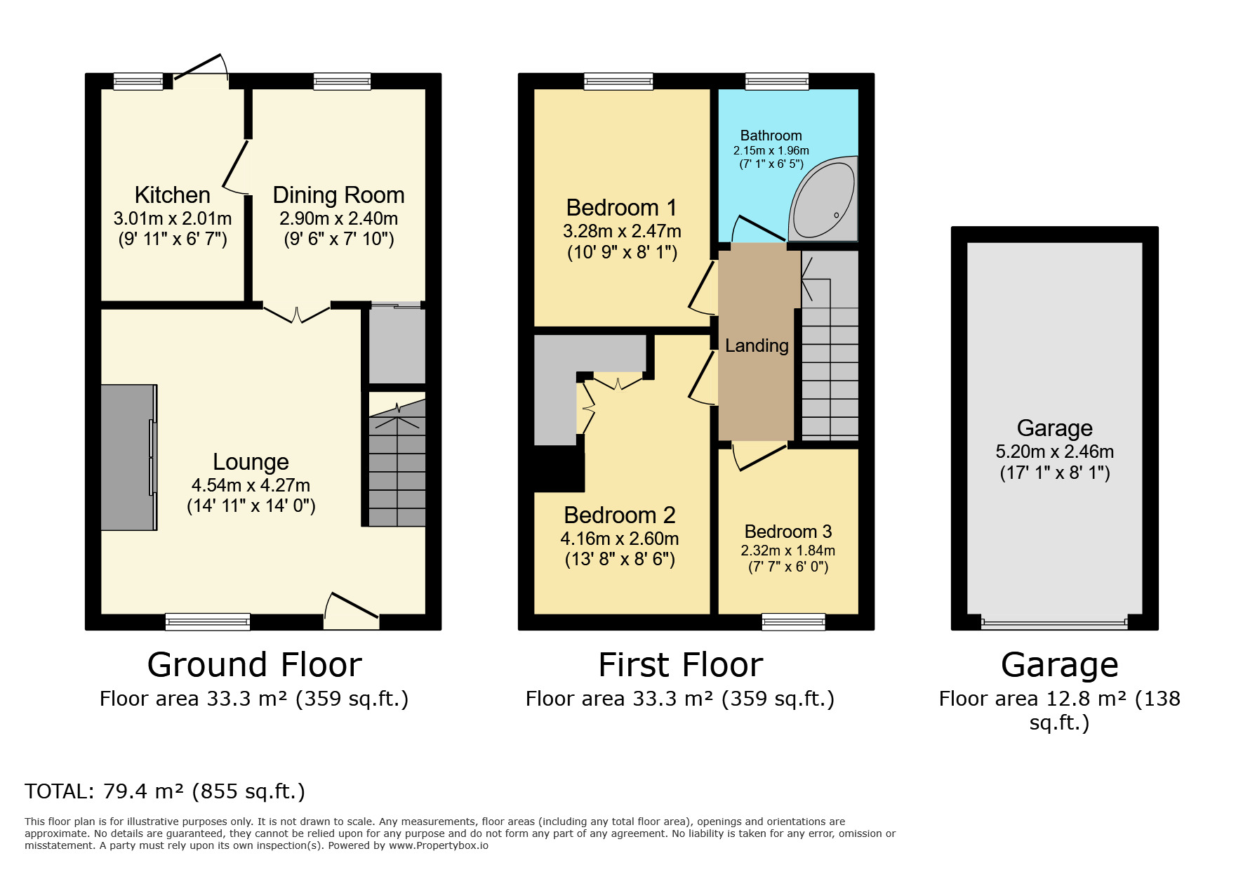 Floorplan of 3 bedroom Semi Detached House for sale, Attewell Road, Awsworth, Nottinghamshire, NG16