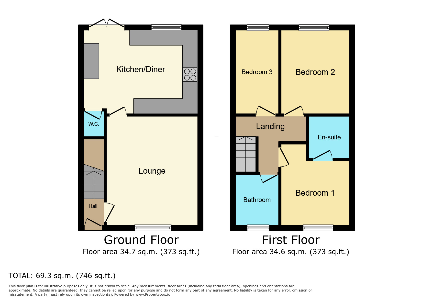 Floorplan of 3 bedroom End Terrace House for sale, Woodsford Drive, Boulton Moor, Derbyshire, DE24