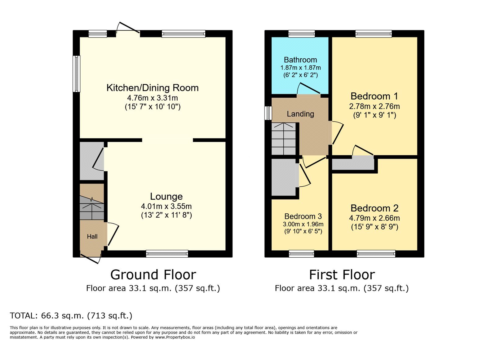 Floorplan of 3 bedroom Semi Detached House for sale, Shepton Close, Ilkeston, Derbyshire, DE7