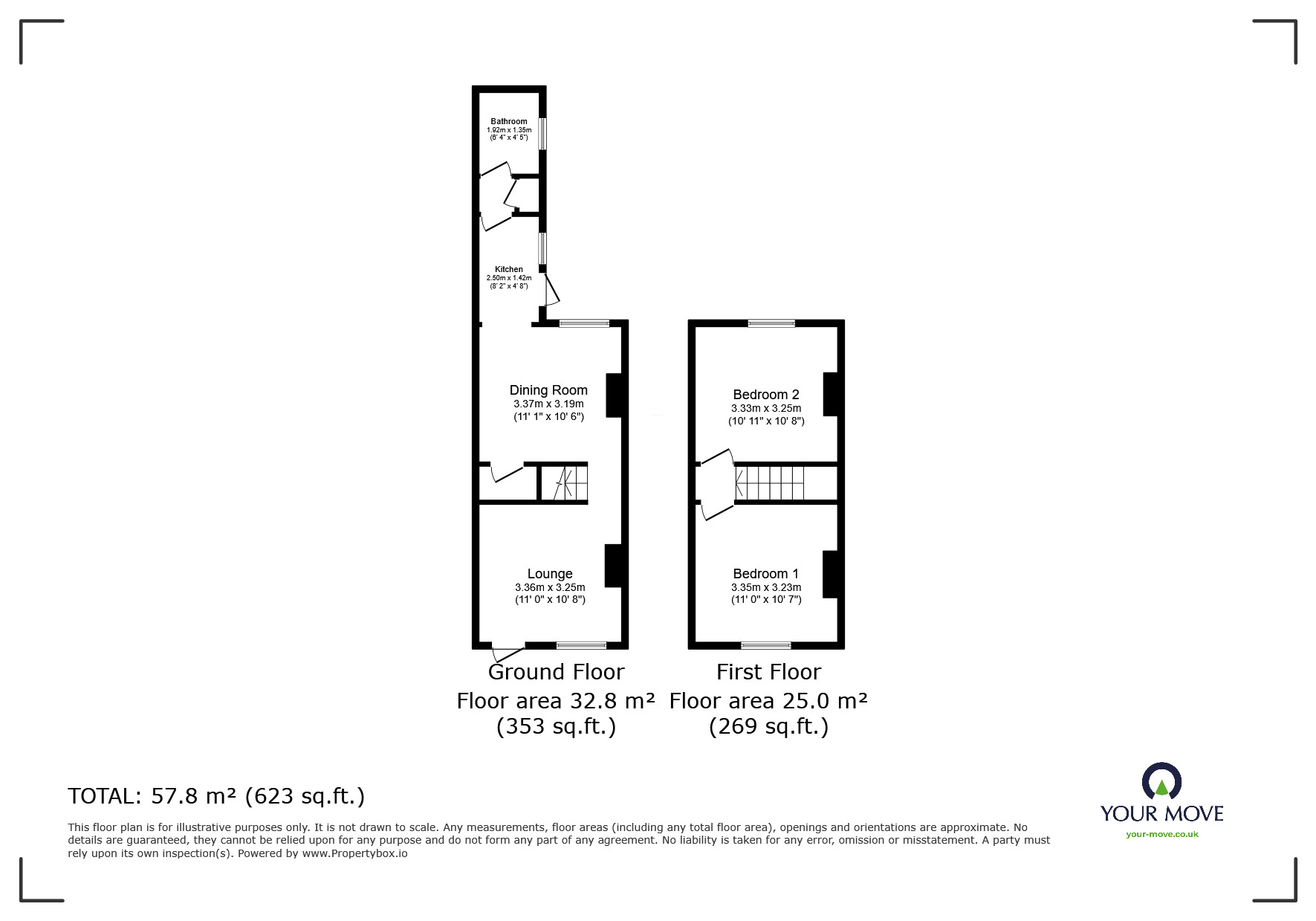 Floorplan of 2 bedroom Mid Terrace House for sale, Awsworth Road, Ilkeston, Derbyshire, DE7