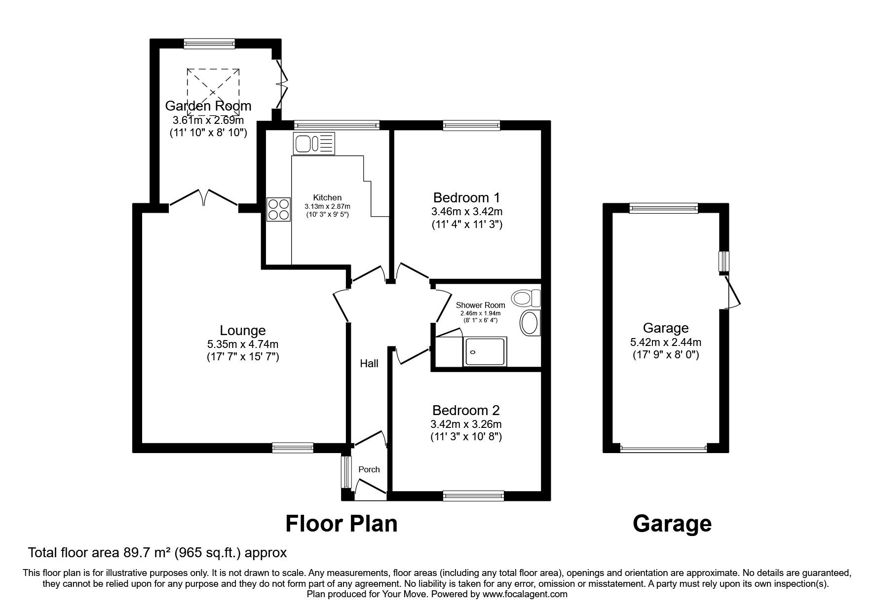 Floorplan of 2 bedroom Detached Bungalow for sale, Halfacre Gardens, Ilkeston, Derbyshire, DE7