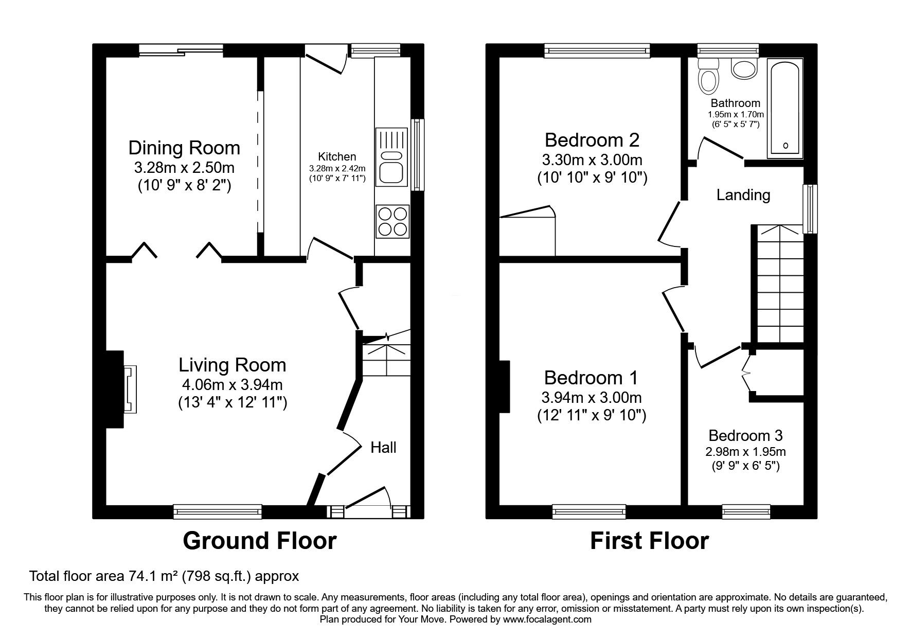 Floorplan of 3 bedroom Semi Detached House for sale, Sunningdale Drive, Ilkeston, Derbyshire, DE7