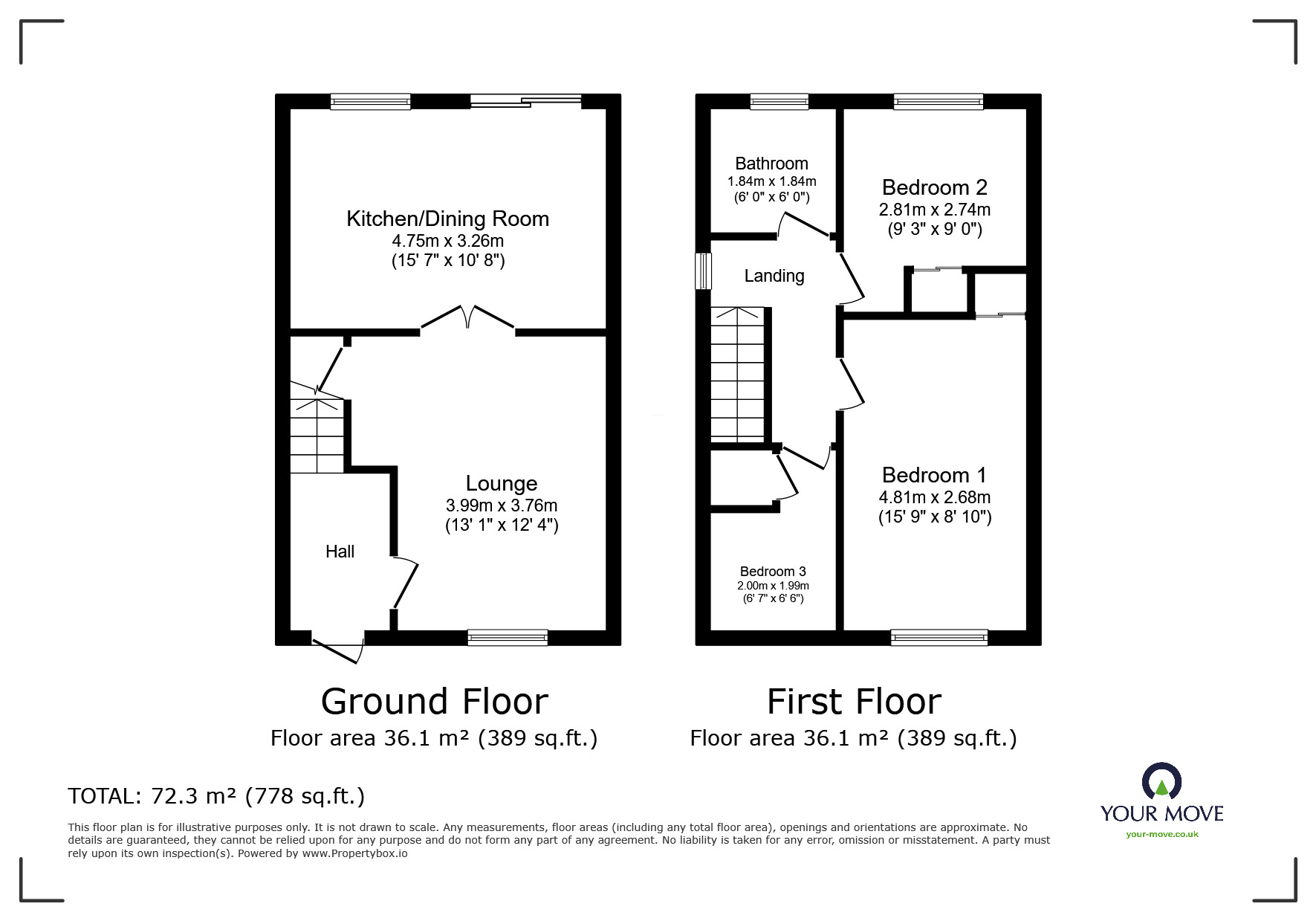 Floorplan of 3 bedroom Semi Detached House for sale, Newstead Road South, Ilkeston, Derbyshire, DE7