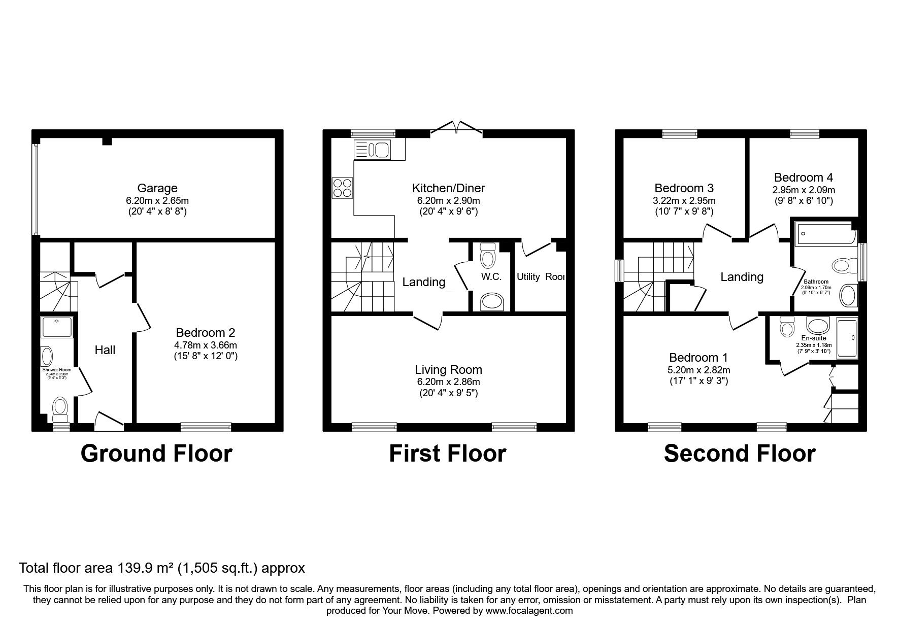 Floorplan of 4 bedroom Detached House for sale, Slater Way, Ilkeston, Derbyshire, DE7