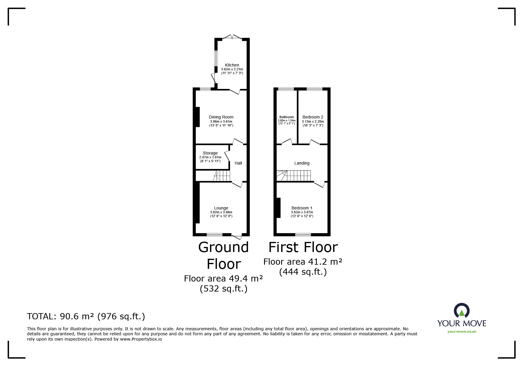 Floorplan of 2 bedroom Mid Terrace House for sale, Peel Street, Langley Mill, Derbyshire, NG16