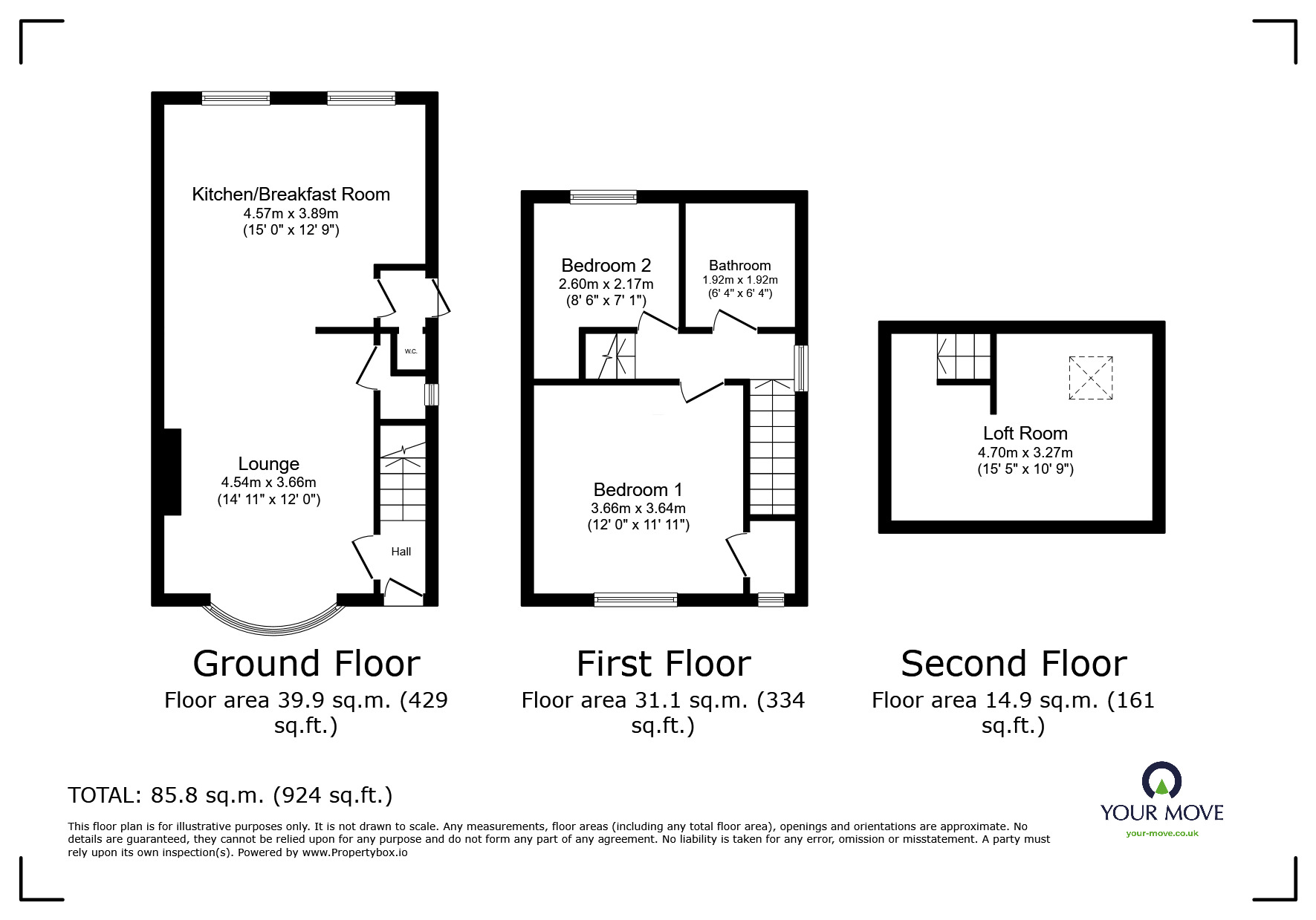 Floorplan of 2 bedroom Semi Detached House for sale, Kingsway, Ilkeston, Derbyshire, DE7