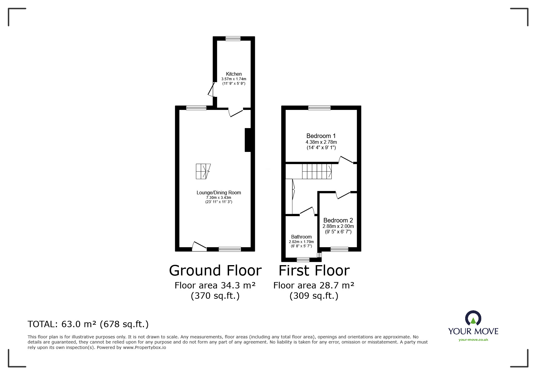 Floorplan of 2 bedroom Mid Terrace House for sale, Belper Street, Ilkeston, Derbyshire, DE7