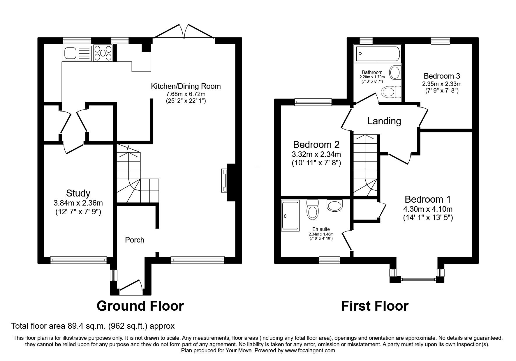 Floorplan of 3 bedroom End Terrace House for sale, Hays Close, Ilkeston, Derbyshire, DE7