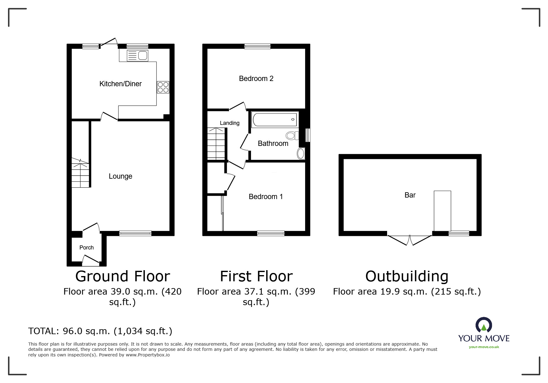 Floorplan of 2 bedroom End Terrace House for sale, Mason Road, Ilkeston, Derbyshire, DE7