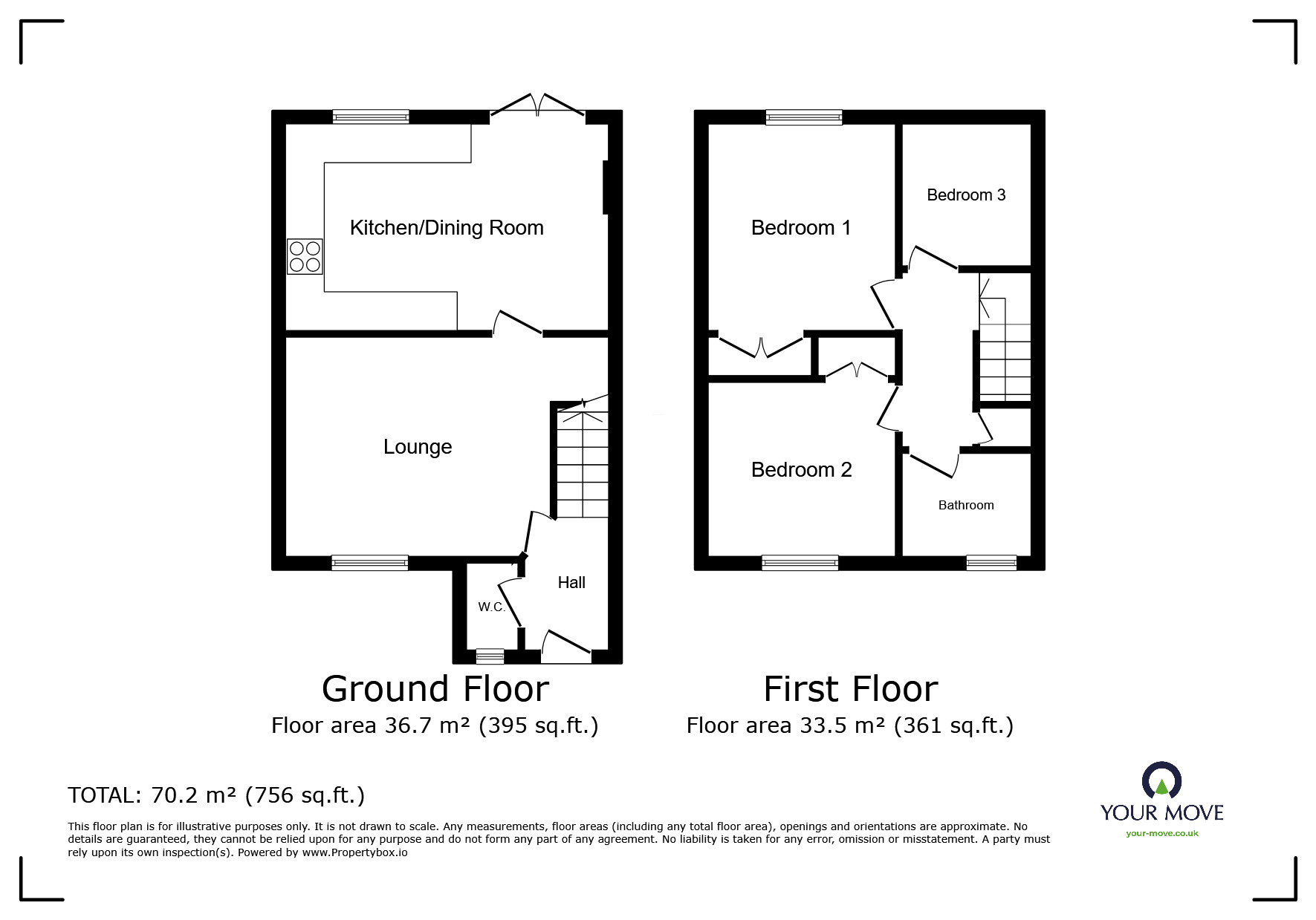 Floorplan of 3 bedroom Semi Detached House for sale, Butts Close, Ilkeston, Derbyshire, DE7