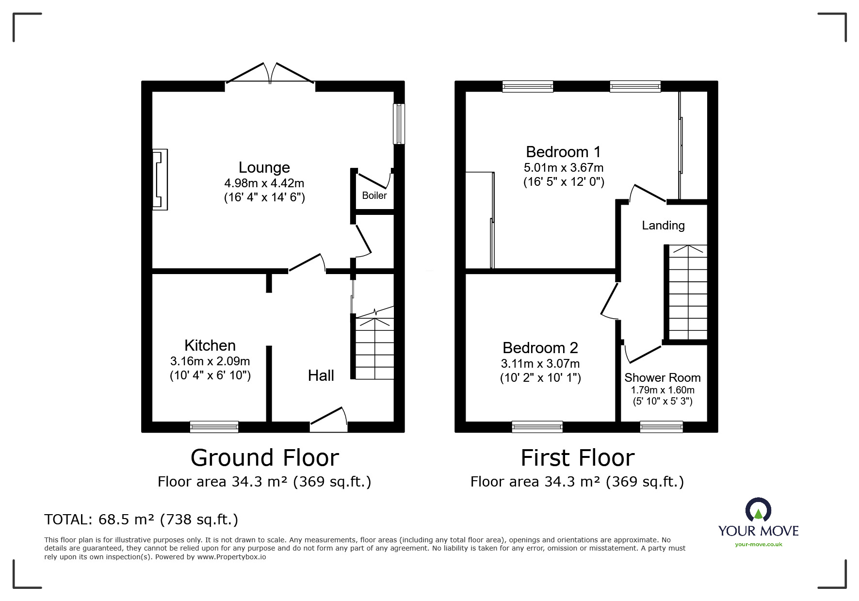 Floorplan of 2 bedroom Semi Detached House for sale, Eaton Avenue, Ilkeston, Derbyshire, DE7