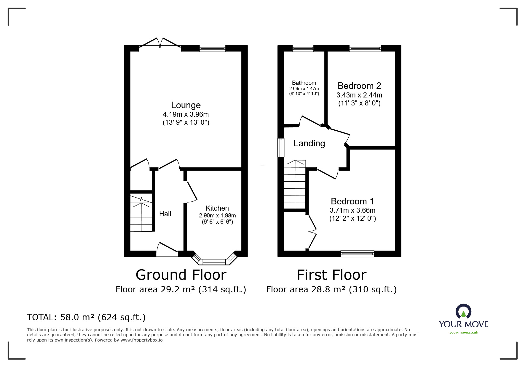 Floorplan of 2 bedroom Semi Detached House to rent, Corncrake Avenue, Nottingham, Nottinghamshire, NG6