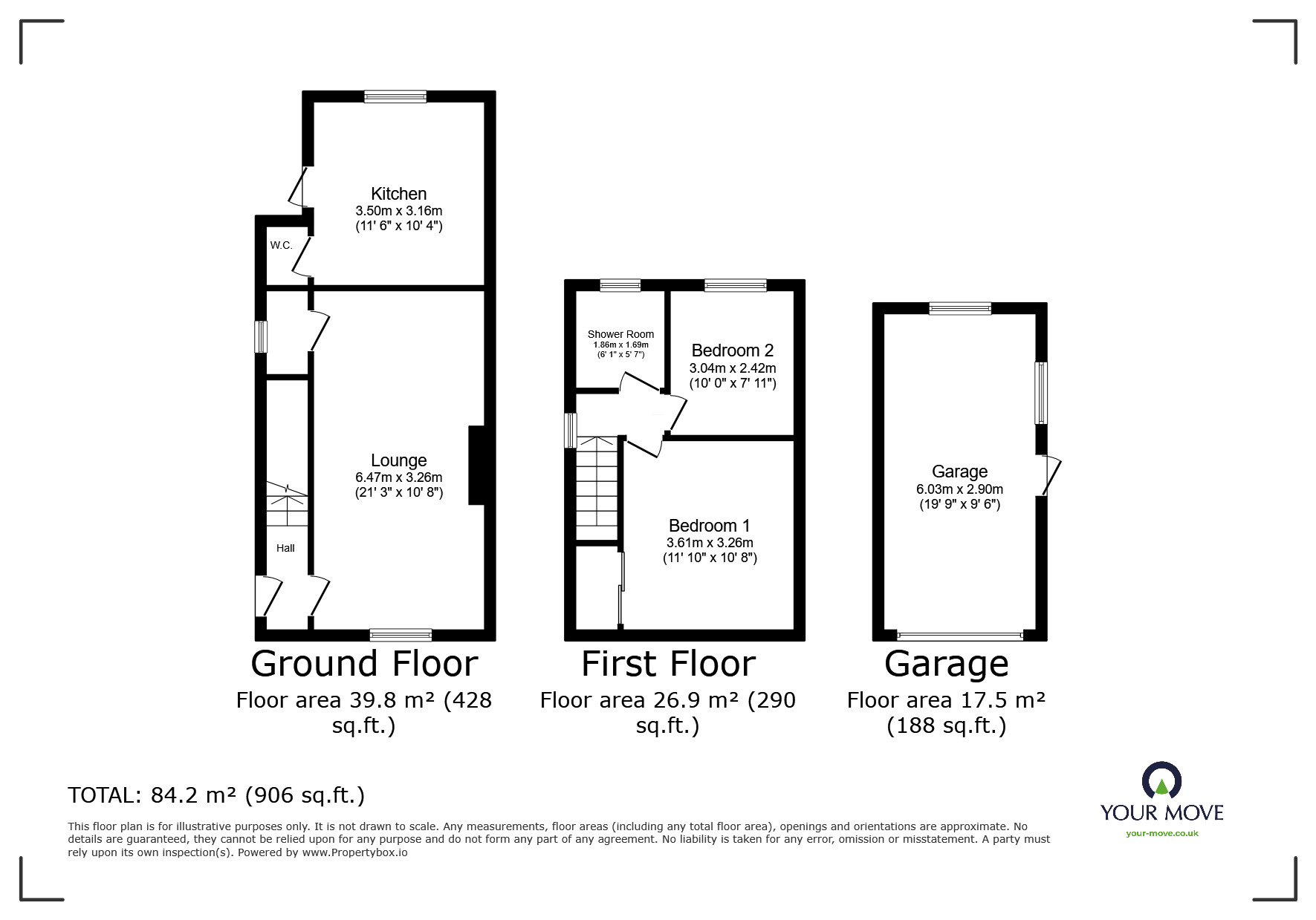 Floorplan of 2 bedroom Semi Detached House for sale, Derbyshire Drive, Ilkeston, Derbyshire, DE7