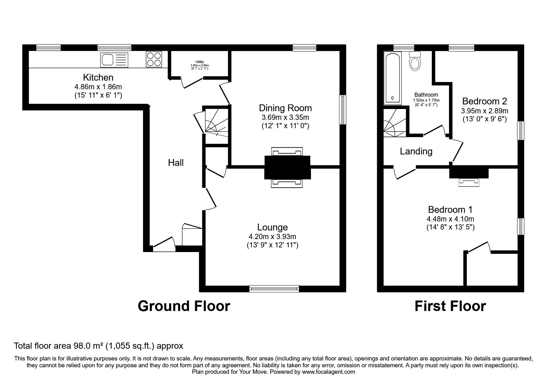 Floorplan of 2 bedroom Semi Detached House for sale, Stanhope Street, Stanton-by-Dale, Derbyshire, DE7