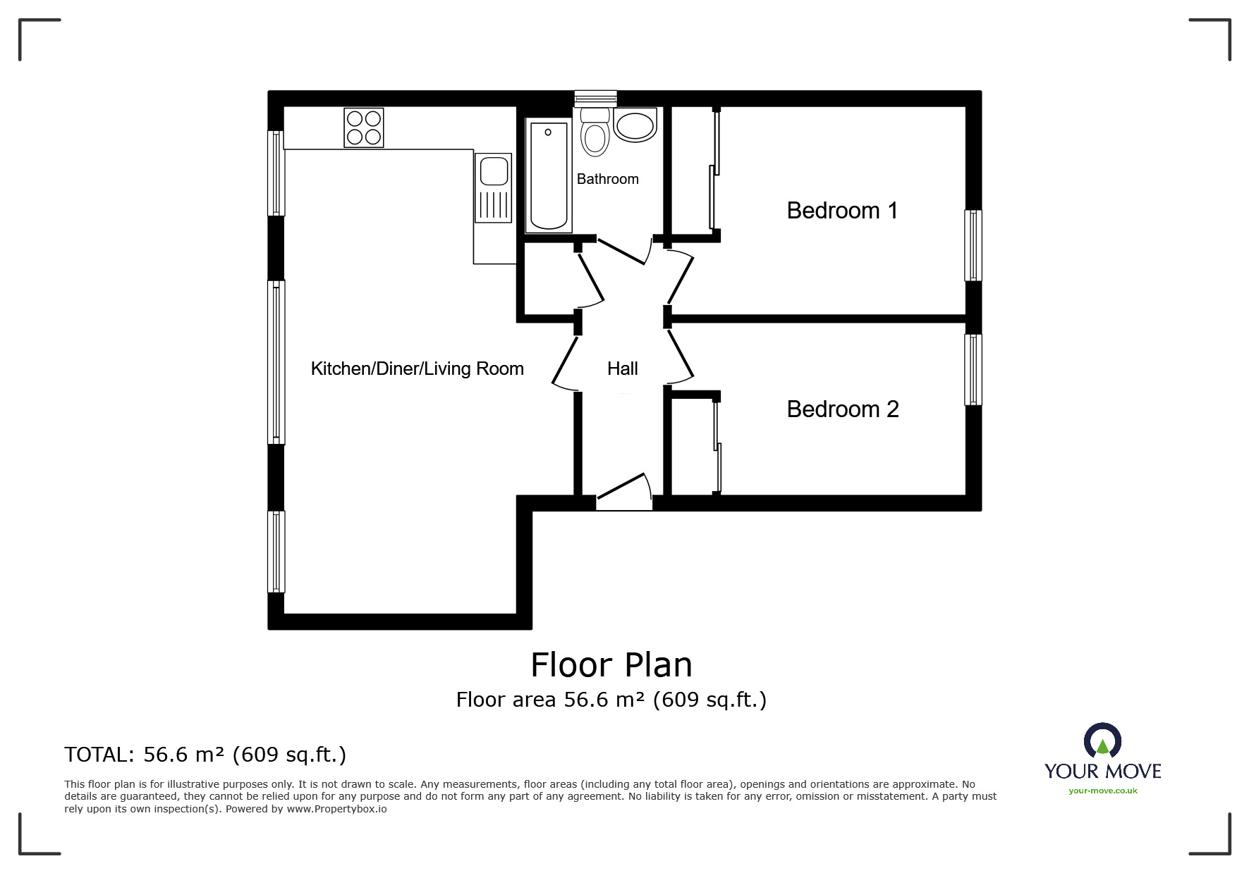 Floorplan of 2 bedroom  Flat for sale, Drummossie Road, Stratton, Highland, IV2