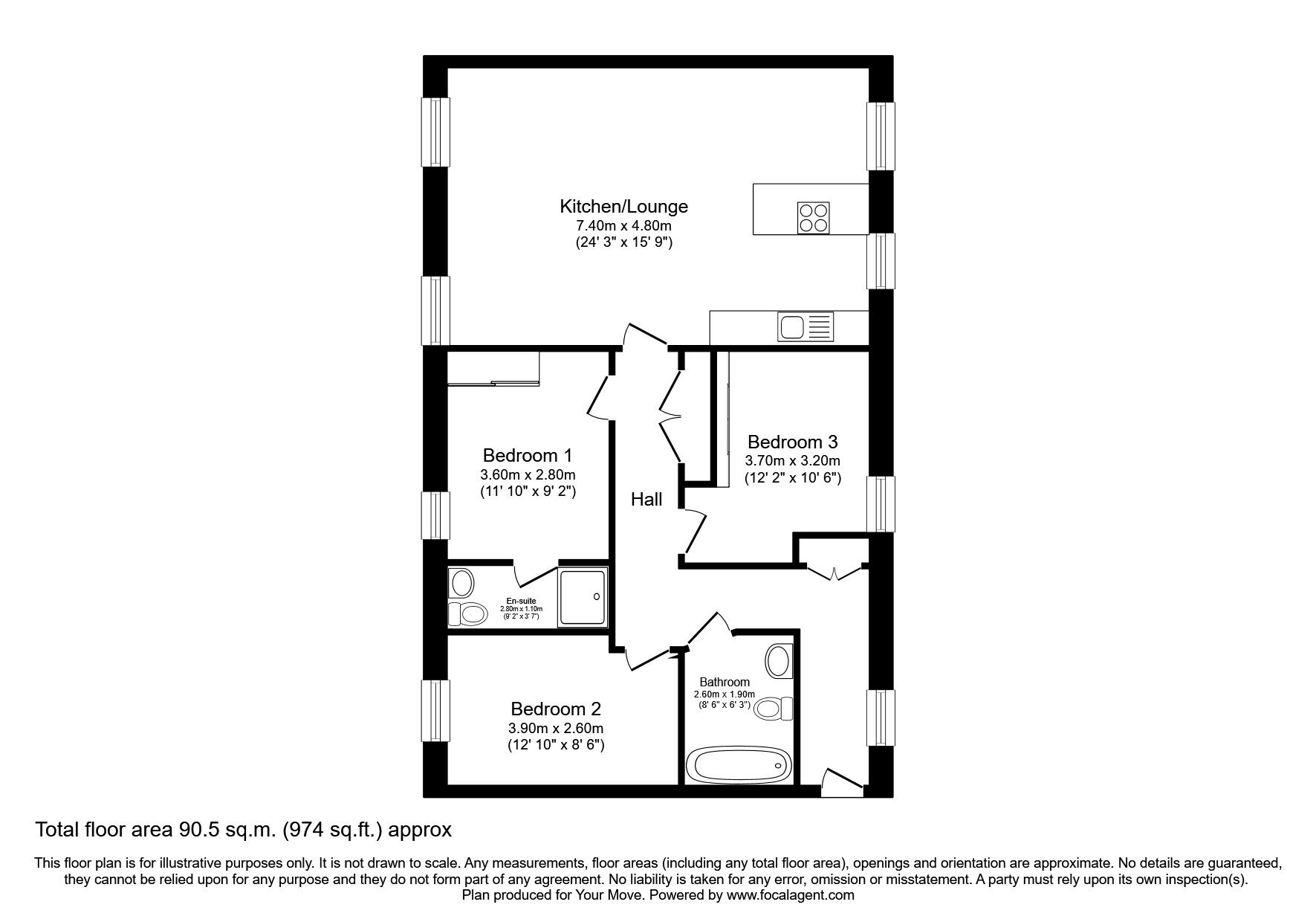 Floorplan of 3 bedroom  Flat for sale, Great Glen Place, Inverness, Highland, IV3