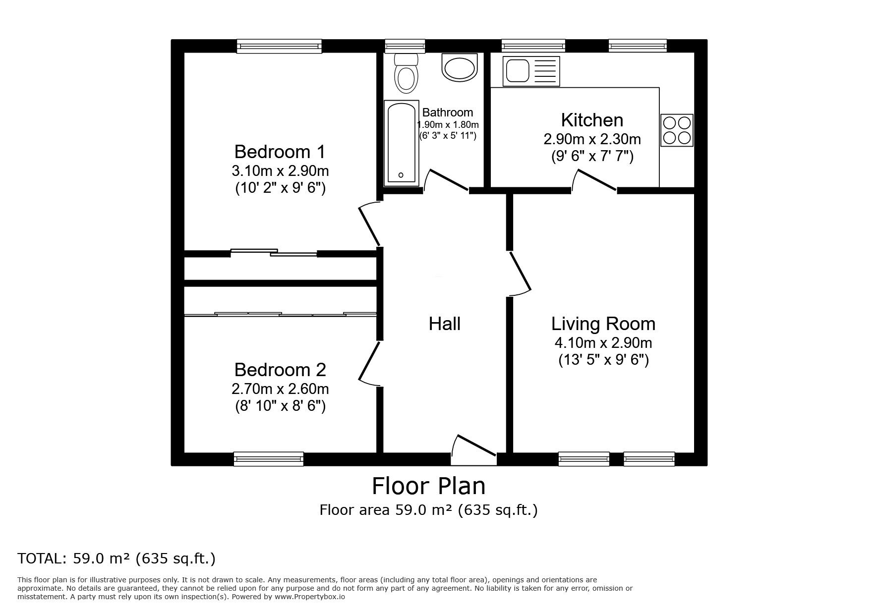 Floorplan of 2 bedroom  Flat for sale, Wade's Circle, Inverness, Highland, IV2