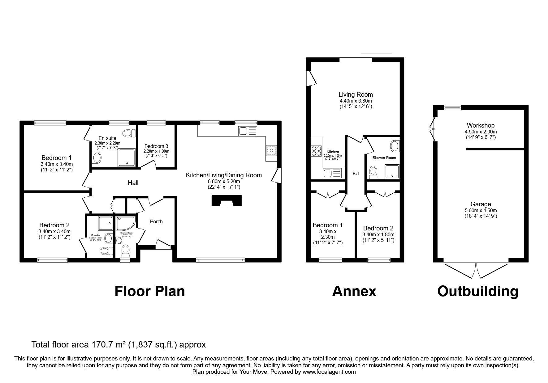 Floorplan of 5 bedroom Detached Bungalow for sale, Kinlochewe, Achnasheen, Highland, IV22