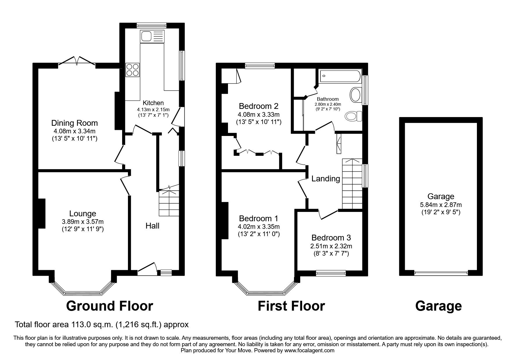 Floorplan of 3 bedroom Semi Detached House for sale, Lindleys Lane, Kirkby-in-Ashfield, Nottingham, NG17