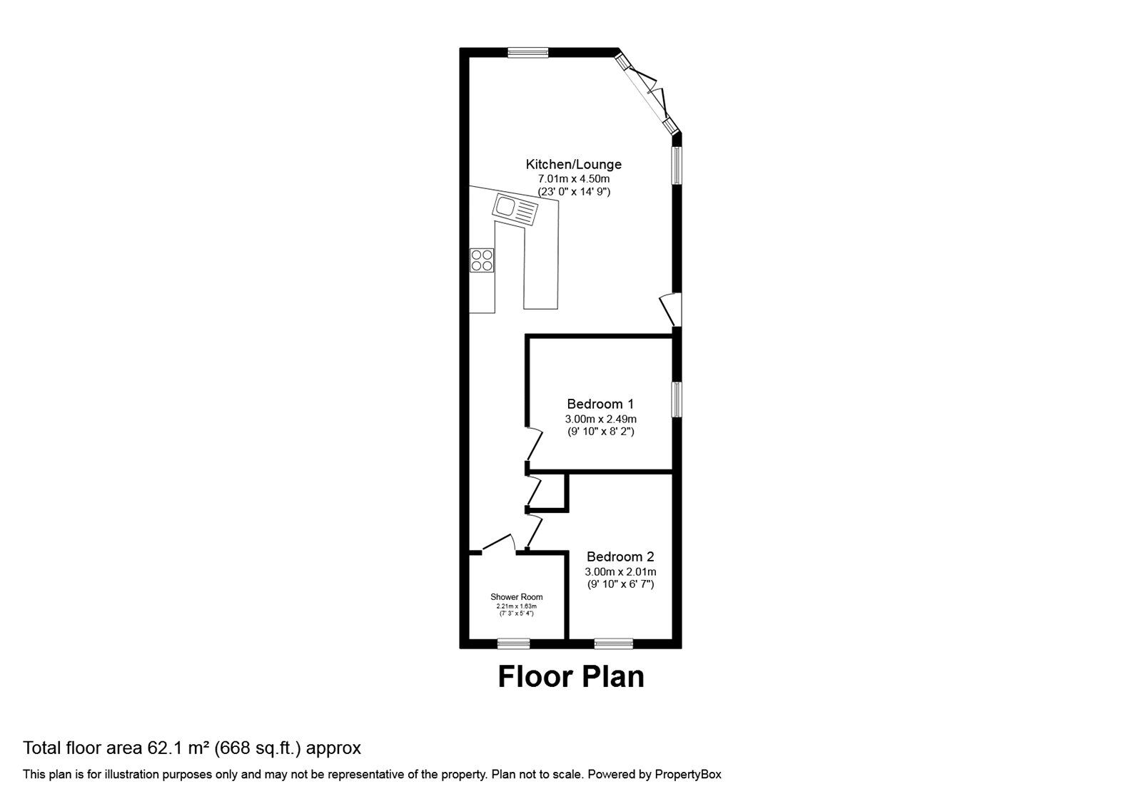 Floorplan of 2 bedroom Detached Bungalow for sale, Chapel Street, Nuncargate, Nottingham, NG17