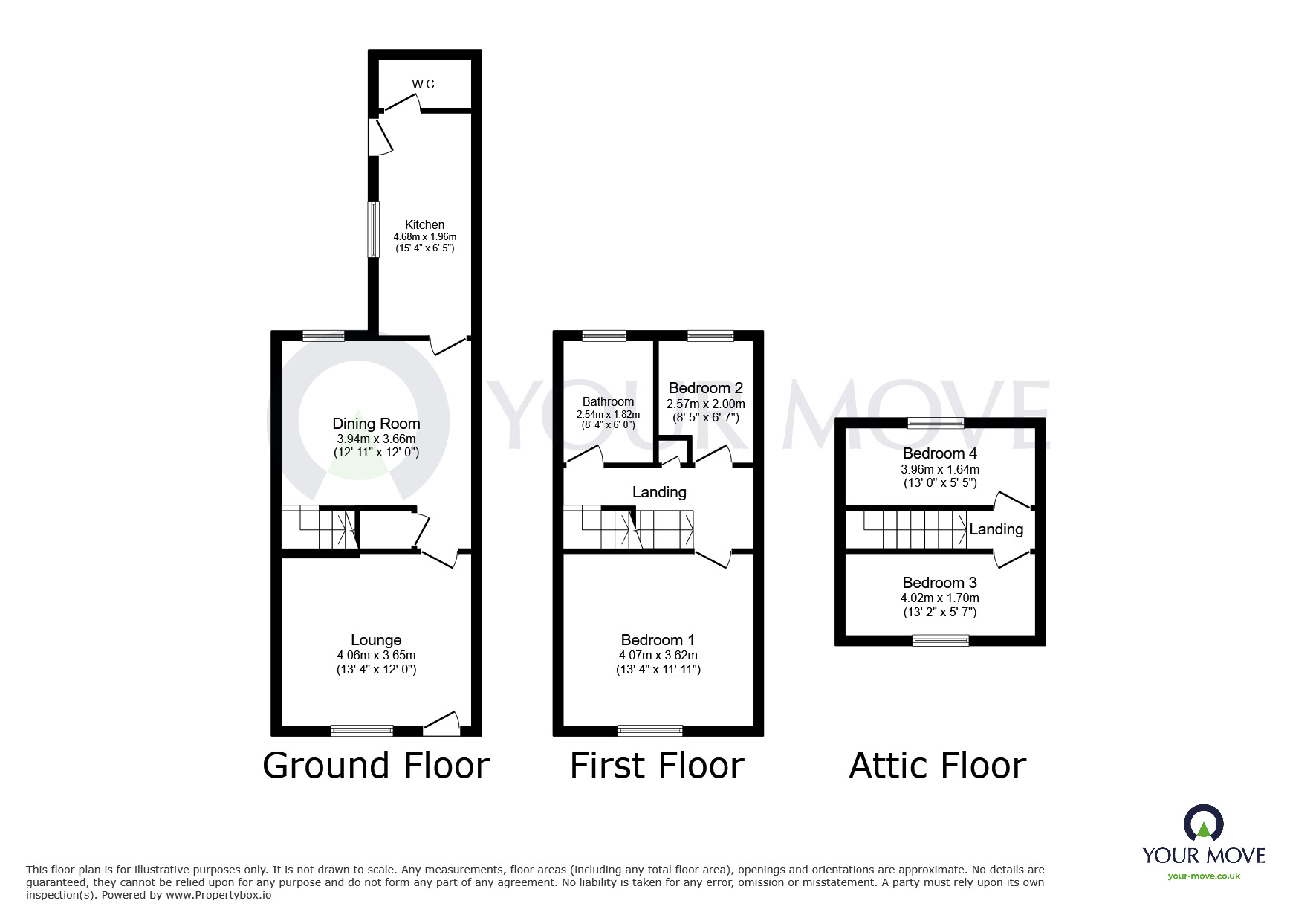 Floorplan of 4 bedroom Mid Terrace House to rent, New Street, Huthwaite, Nottinghamshire, NG17