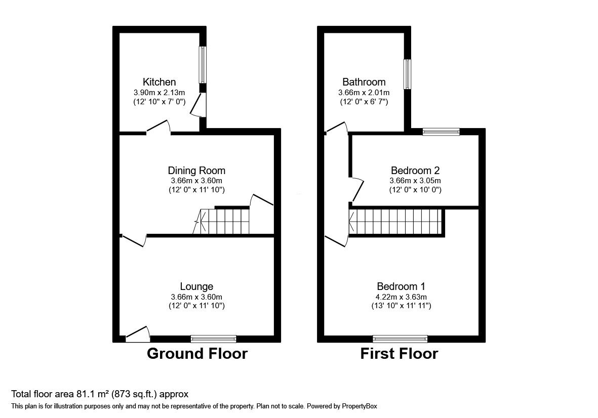 Floorplan of 2 bedroom End Terrace House for sale, Kingsley Street, Kirkby-in-Ashfield, Nottinghamshire, NG17