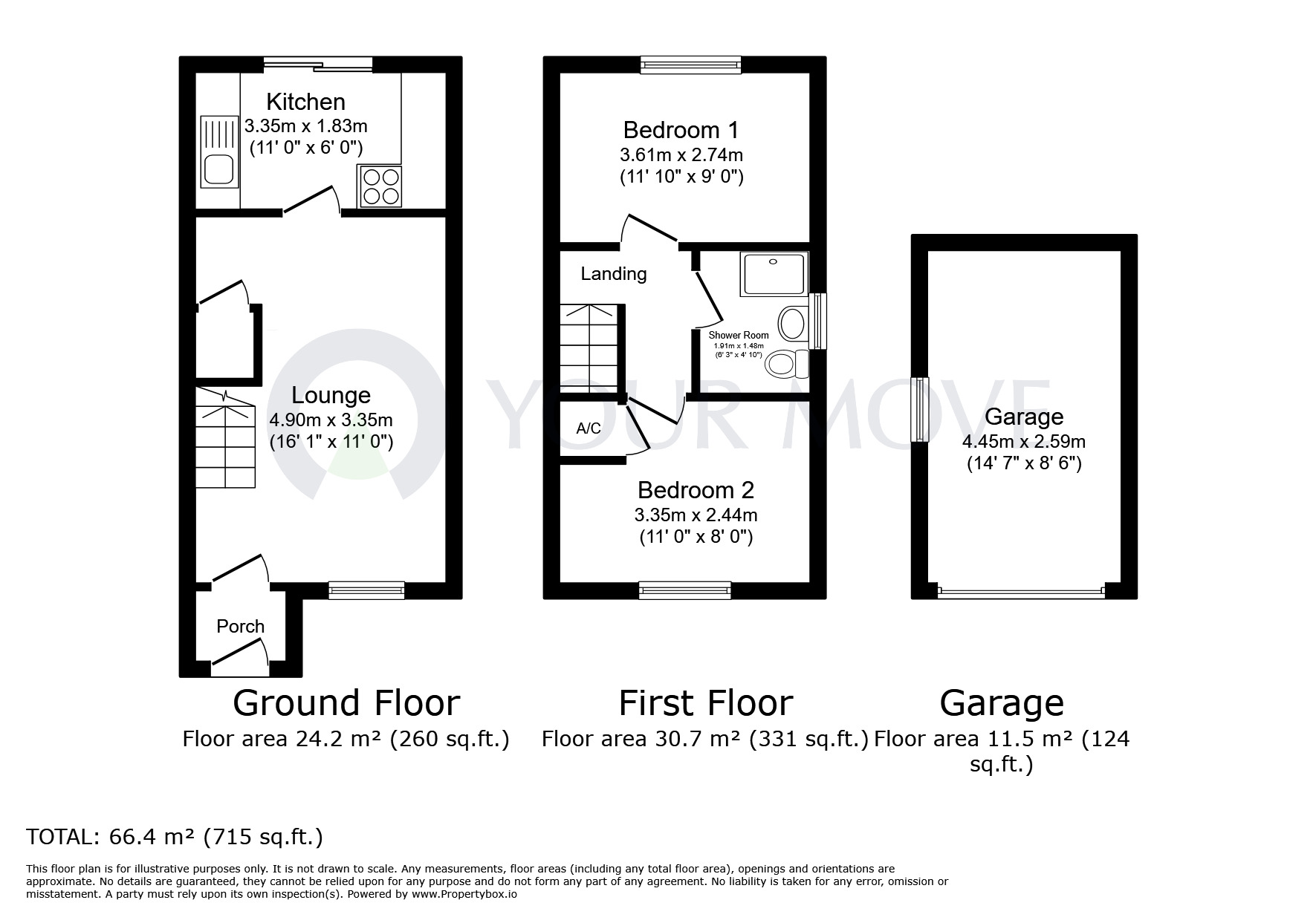 Floorplan of 2 bedroom Semi Detached House for sale, Kingswood Drive, Kirkby-in-Ashfield, Nottinghamshire, NG17