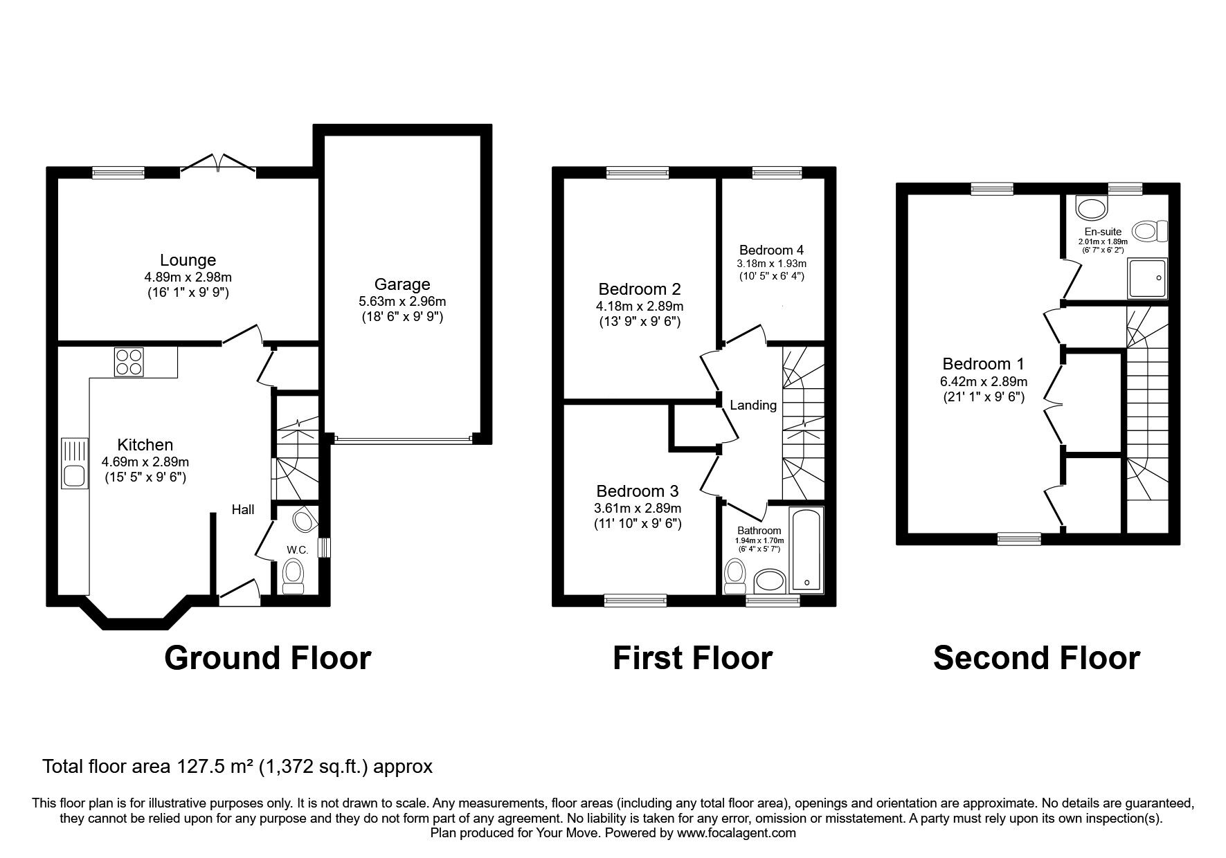 Floorplan of 4 bedroom Semi Detached House for sale, Harvest Lane, Huthwaite, Nottinghamshire, NG17